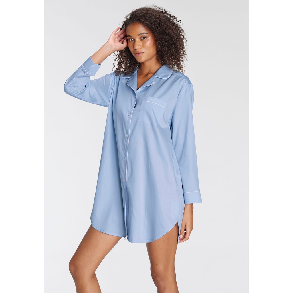 Schiesser Sleepshirt »"selected! premium inspiration"«, mit eleganten Paspeln und Reverskragen