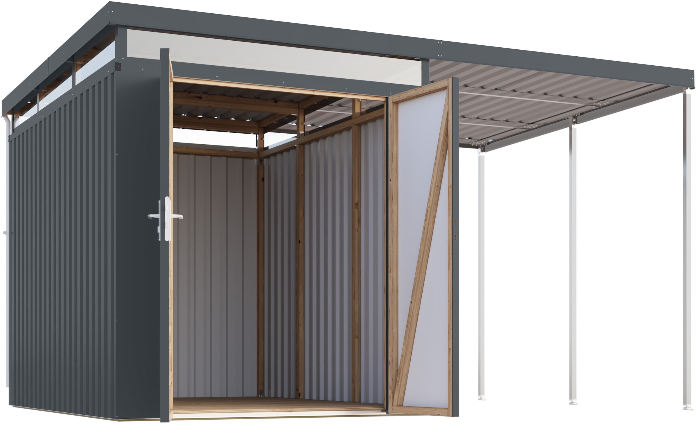 Karibu Gerätehaus »Titanium 2,5 SET mit Anbaudach« Made in Germany