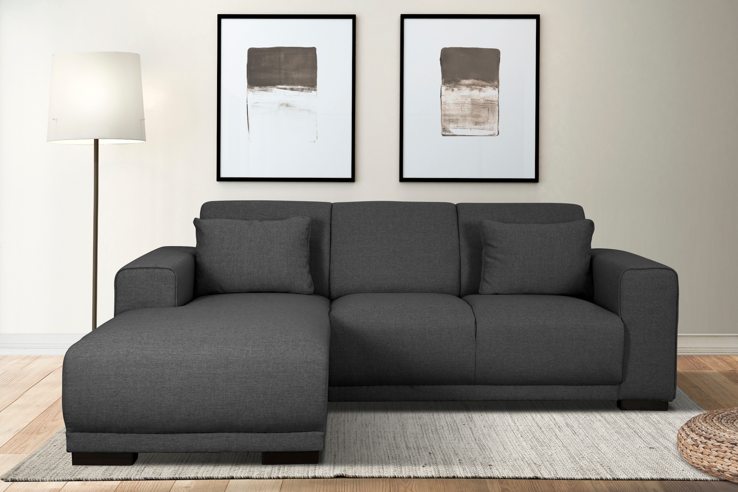 Home affaire Ecksofa »BORNHOLM L-Form mit Recamiere, Maße B/T/H: 234/162/85 cm«, Recamiere links oder rechts bestellbar, Wellenfederung, inkl. 2 Kissen