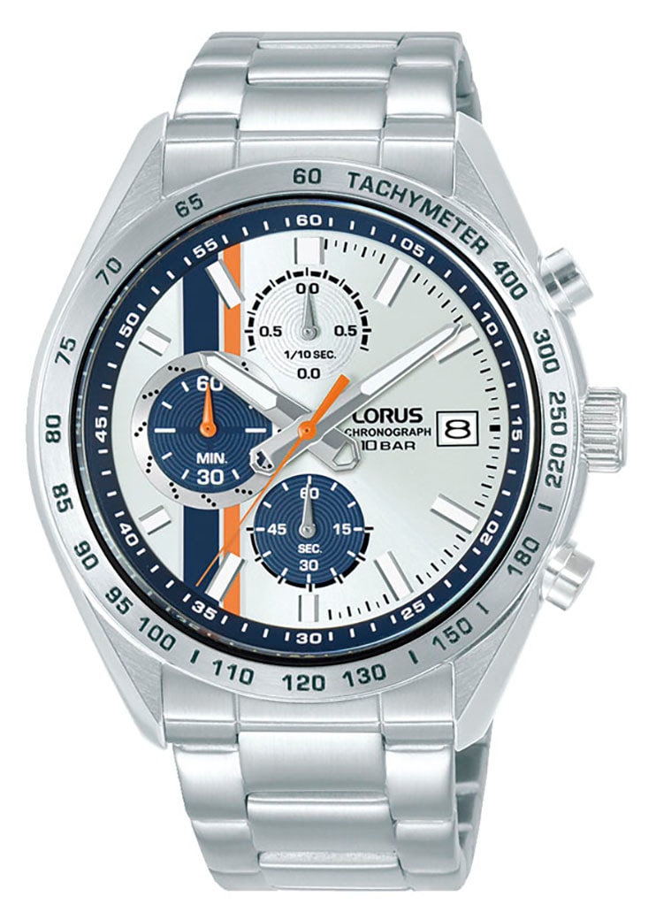 LORUS Chronograph Quarzuhr, Armbanduhr, Herrenuhr, Edelstahlarmband, analog, Tag