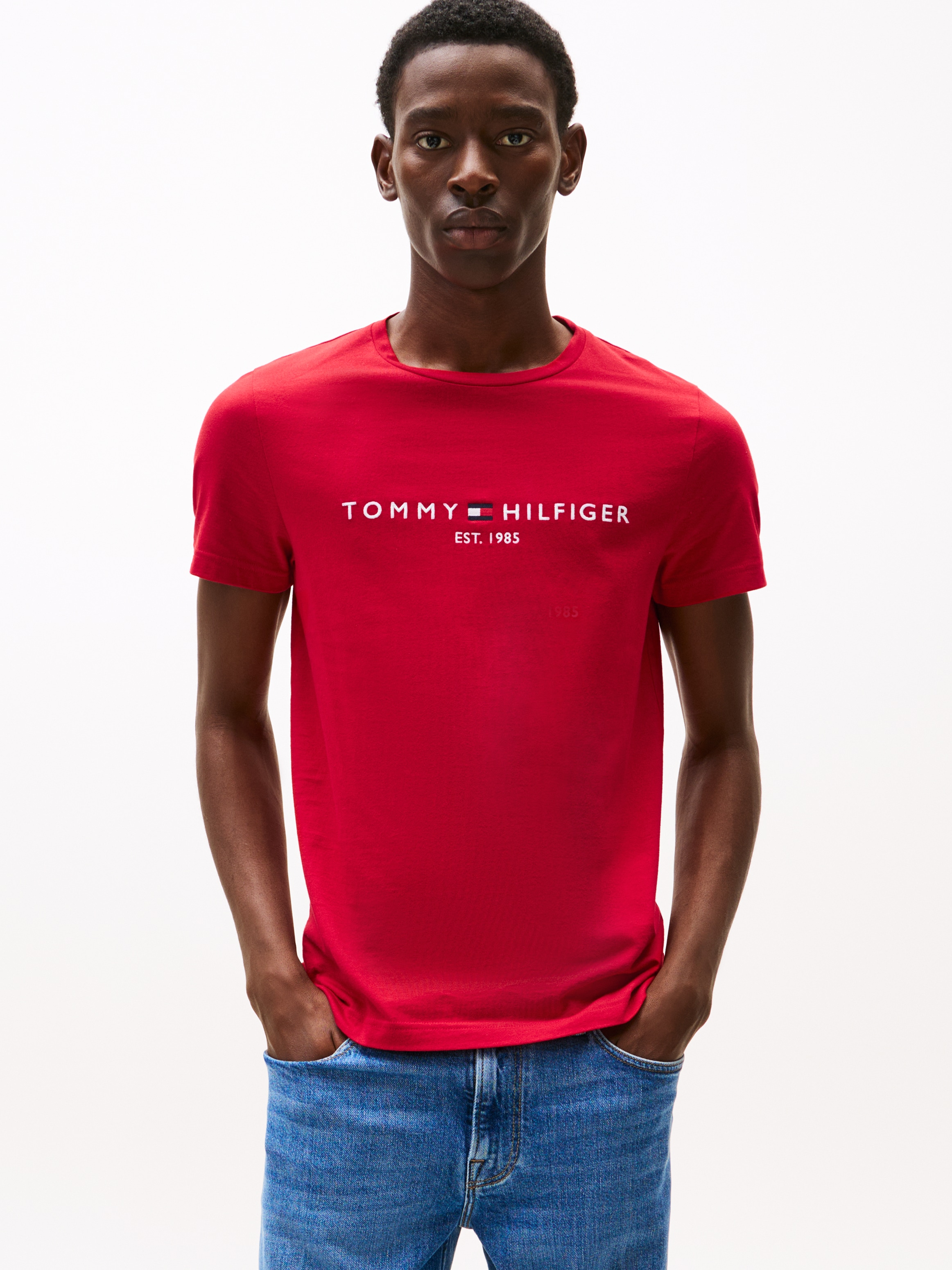 Tommy Hilfiger T-Shirt »TOMMY LOGO TEE« aus reiner Baumwolle