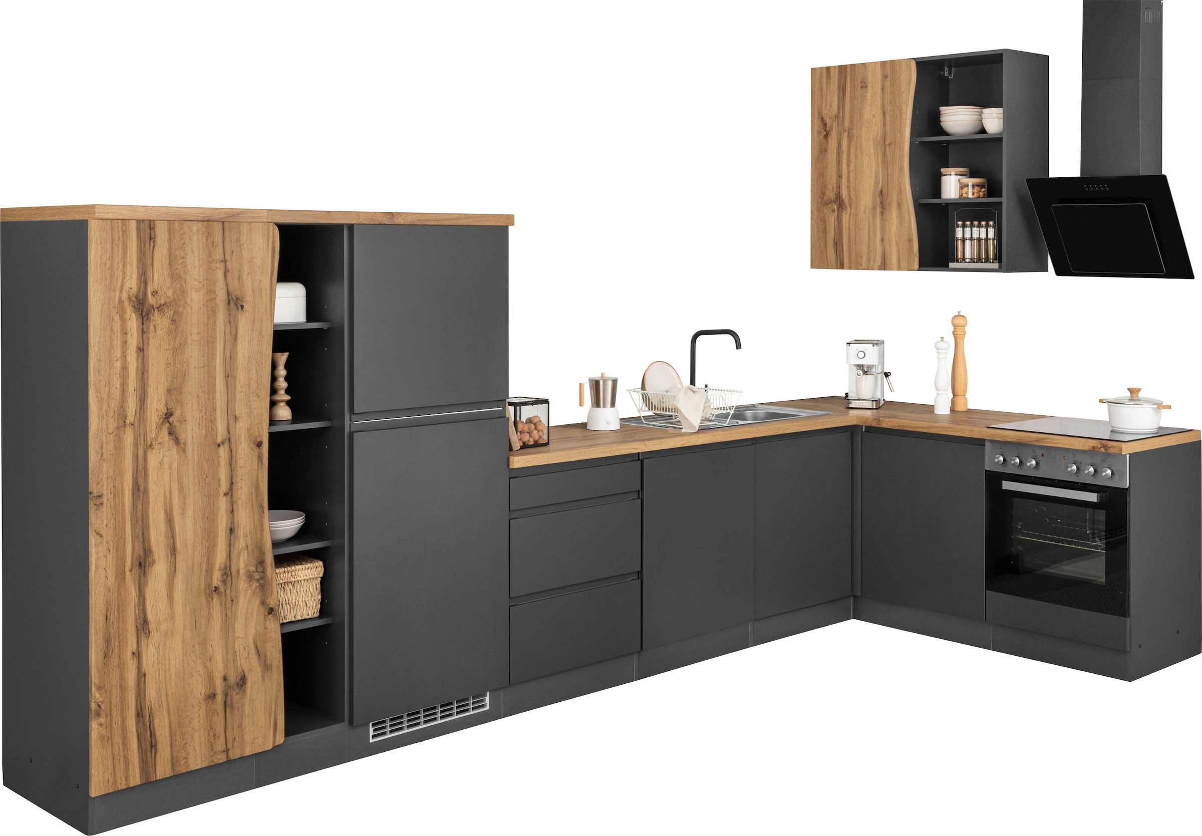 KOCHSTATION Winkelküche »KS-Bruneck« Stellbreite 380/180 cm breit, wahlweis günstig online kaufen