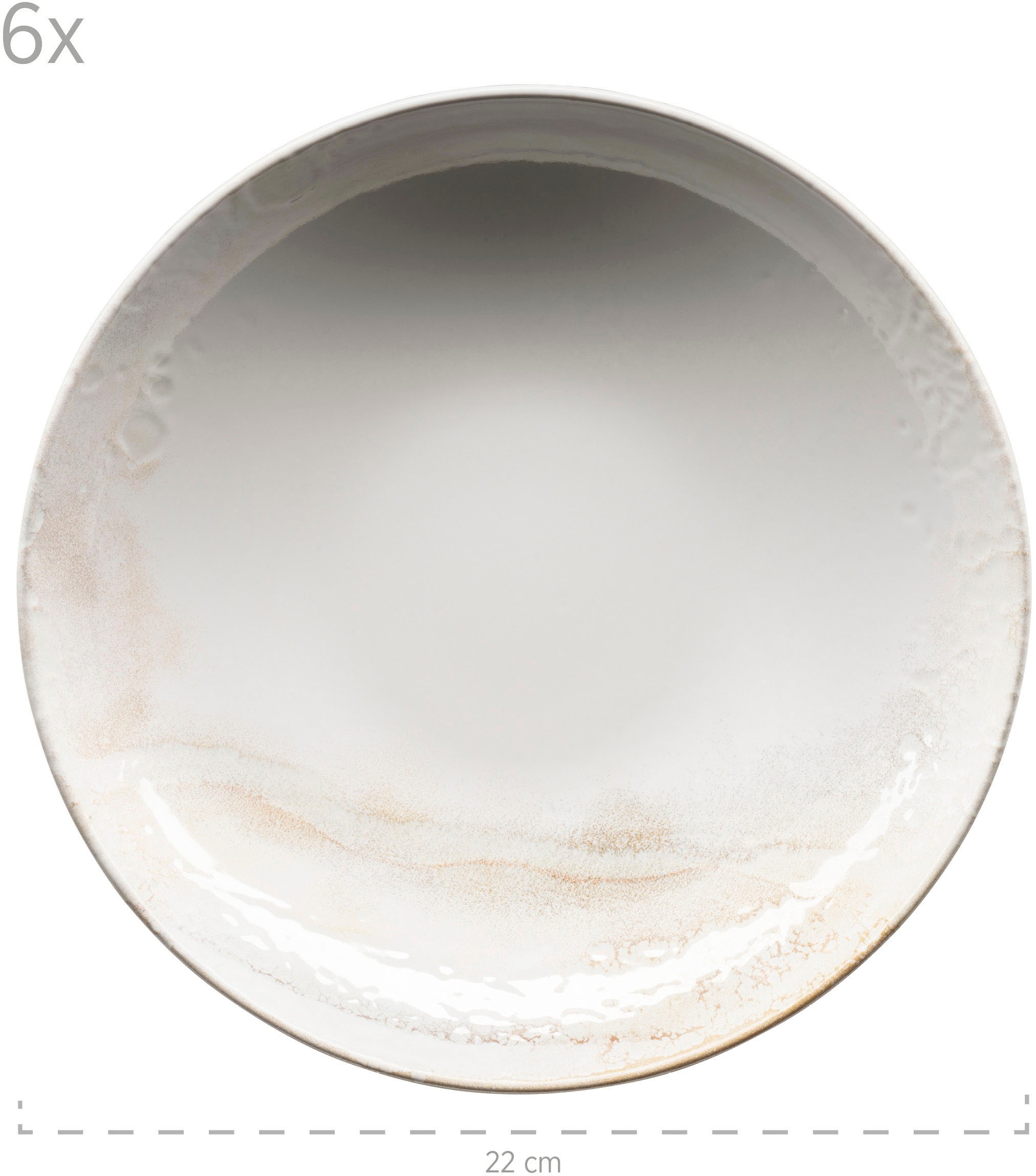 MÄSER Teller »Ossia«, (Set, 18 St., 6 x Essteller (Ø 27,5) 6 x Teller (Ø 22), 6x Kuchenteller (Ø 21), Relief-Dekor