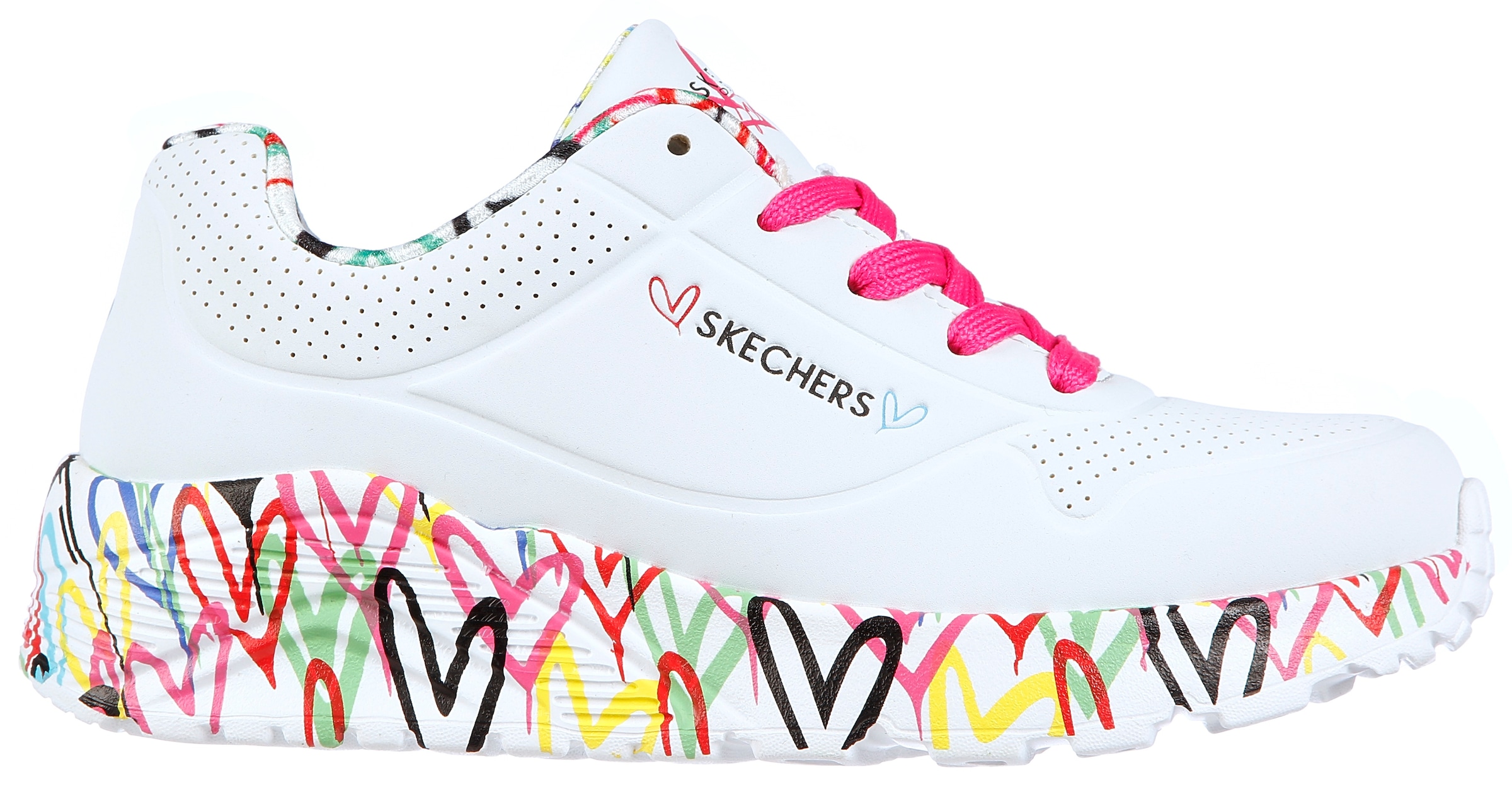 Skechers Kids Sneaker »UNO LITE-LOVELY LUV«, Plateausneaker, Chunky Sneaker, Schnürschuh mit bedruckter Sohle