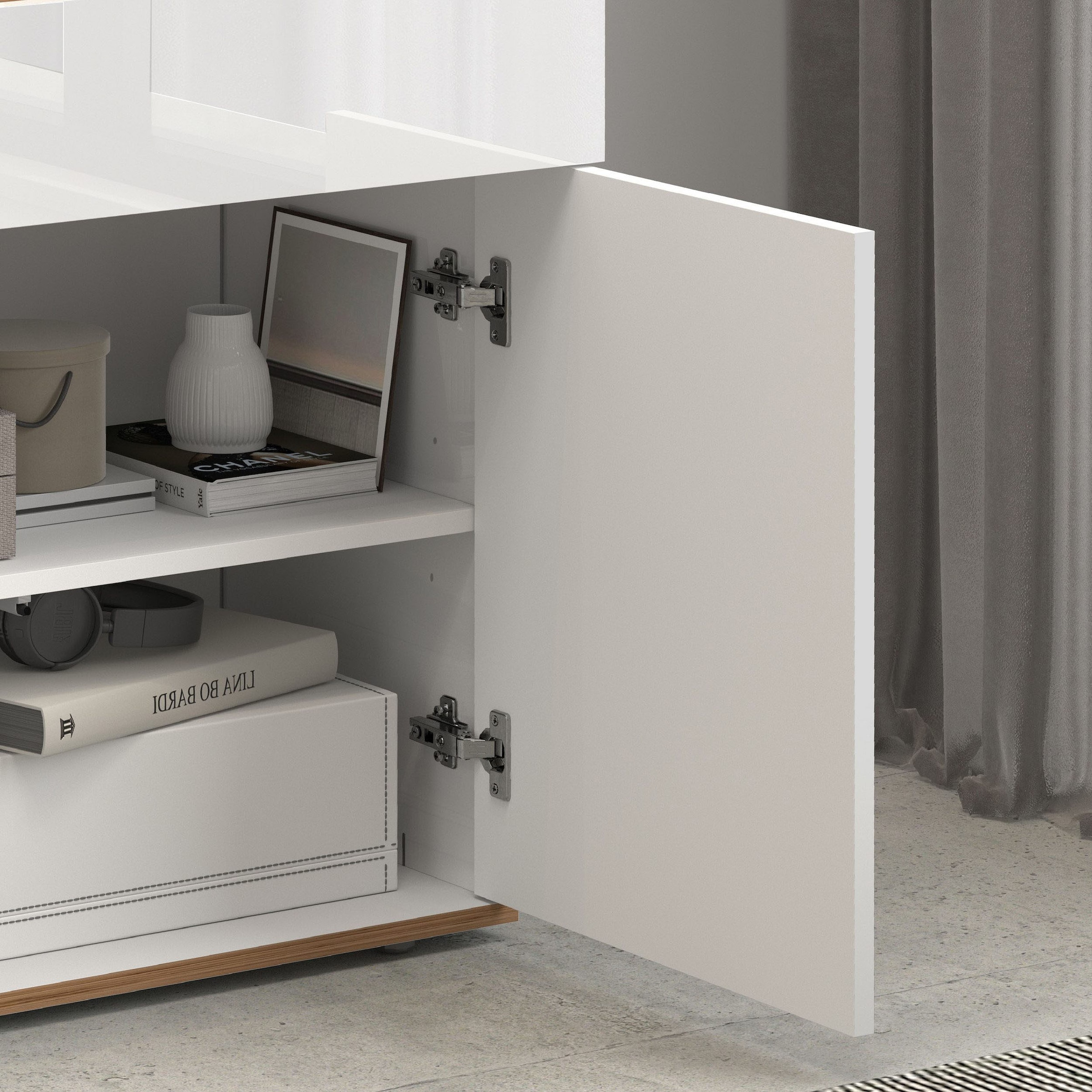 INOSIGN Sideboard »Garda, Kommode, Schrank, 2 Türen, 1 Schublade, Made in Italy« Hochglanzlackierte Fronten, Korpus matt, grifflos, Breite 80,9 cm