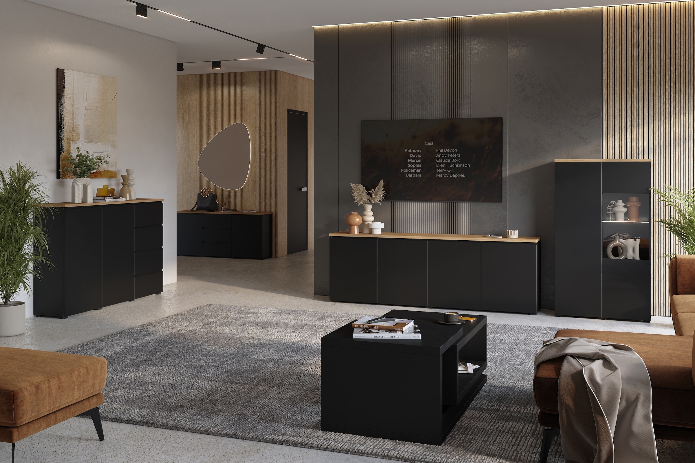 OTTO home Vitrine »Modo, Breite 80 cm, moderner griffloser Vitrineschrank« Vitrine mit viel Stauraum, Einlegeböden verstellbar, Glastür