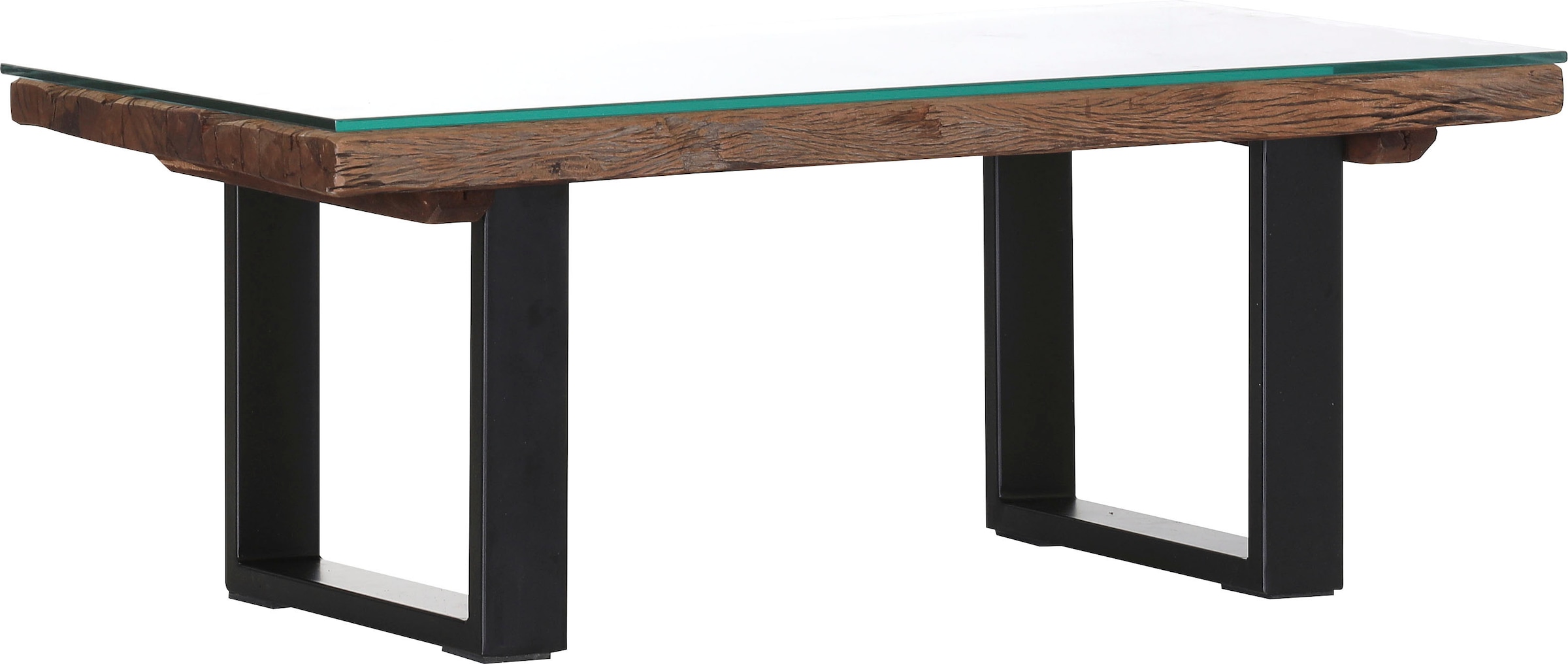 Gutmann Factory Couchtisch »Magic«, aus recyceltem Altholz mit Glasplatte, günstig online kaufen