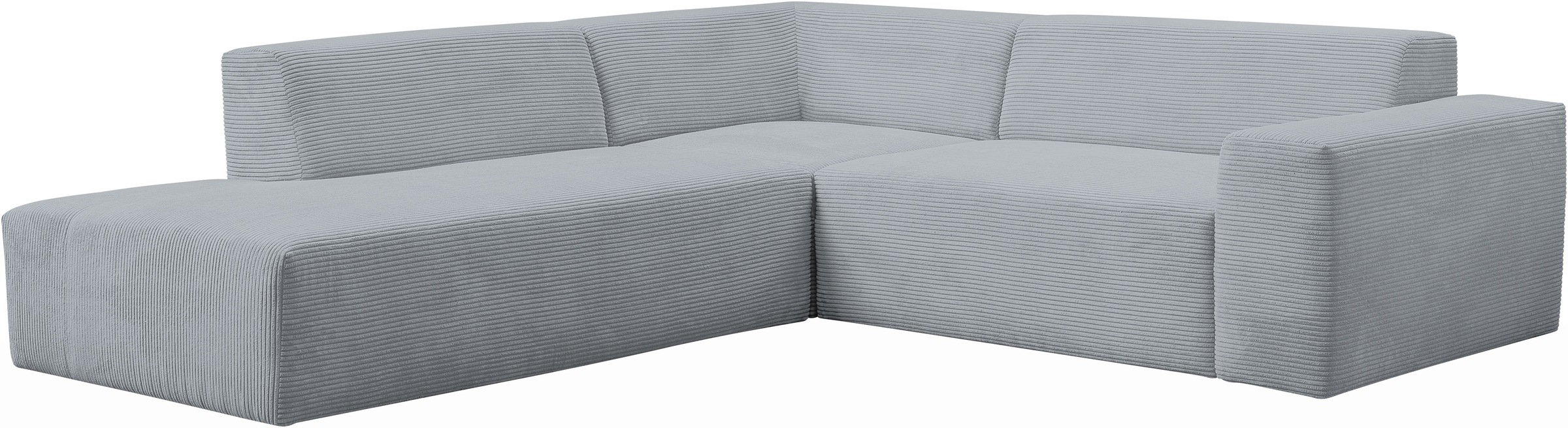 WERK2 Ecksofa »Zeus-M, tolles Sofa mit schönen Details, L-Form«, Curvy Trend Garnitur, urbane Optik, komfortable Wellenunterfederung