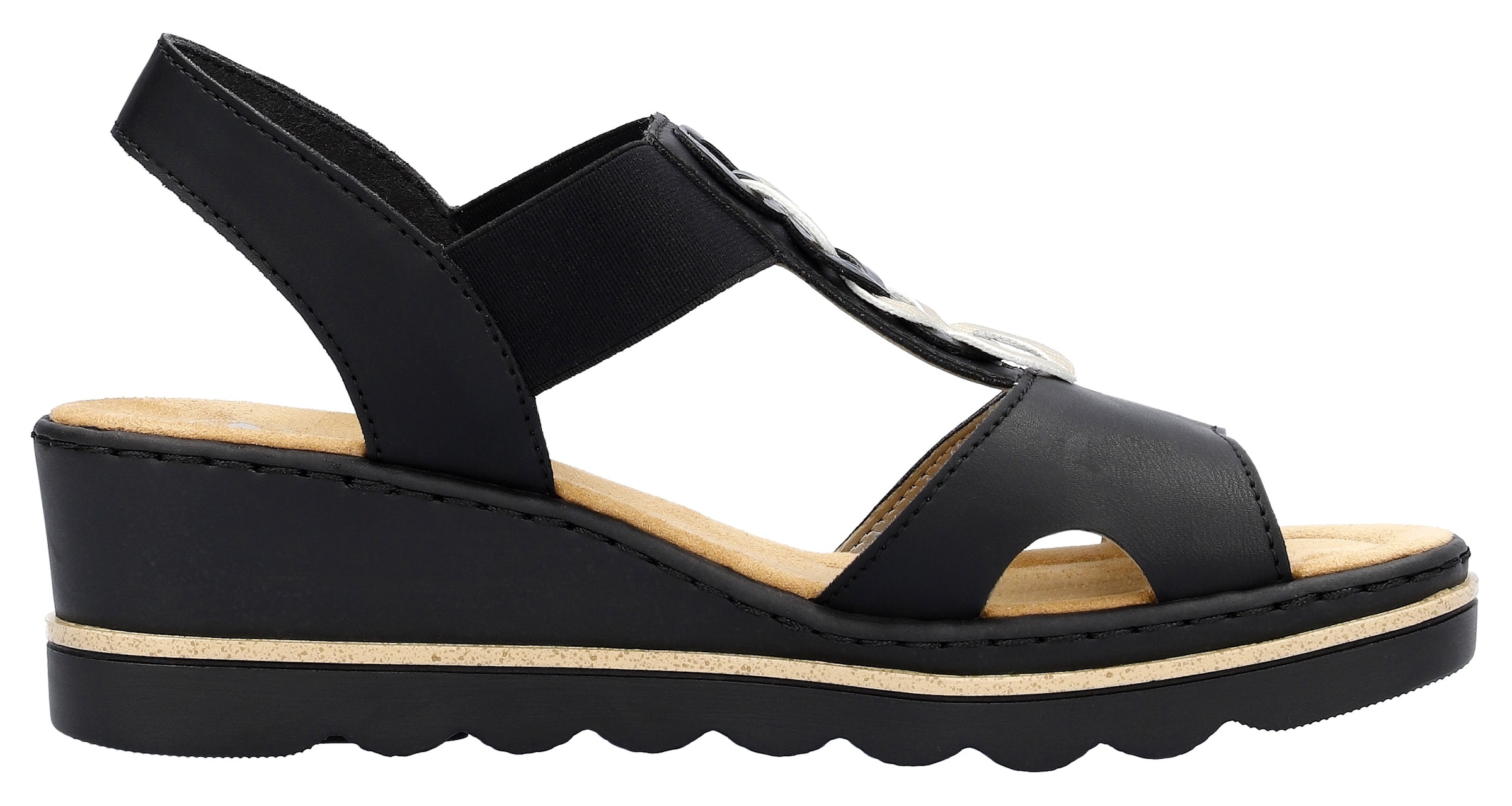 Rieker Keilsandalette  , Sommerschuh, Sandale, Keilabsatz, mit Gummizug für perfekten Sitz