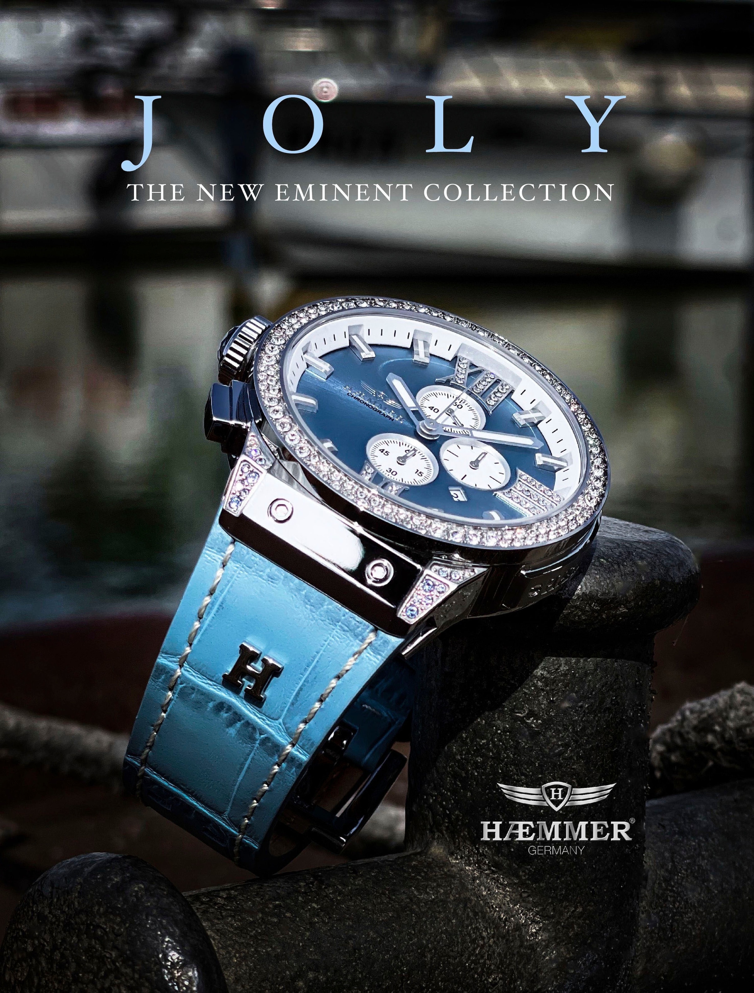HAEMMER GERMANY Chronograph »EMINENT«, Quarzuhr, Damenuhr, Datum, Stoppfunktion, Saphirglas, Lederarmband