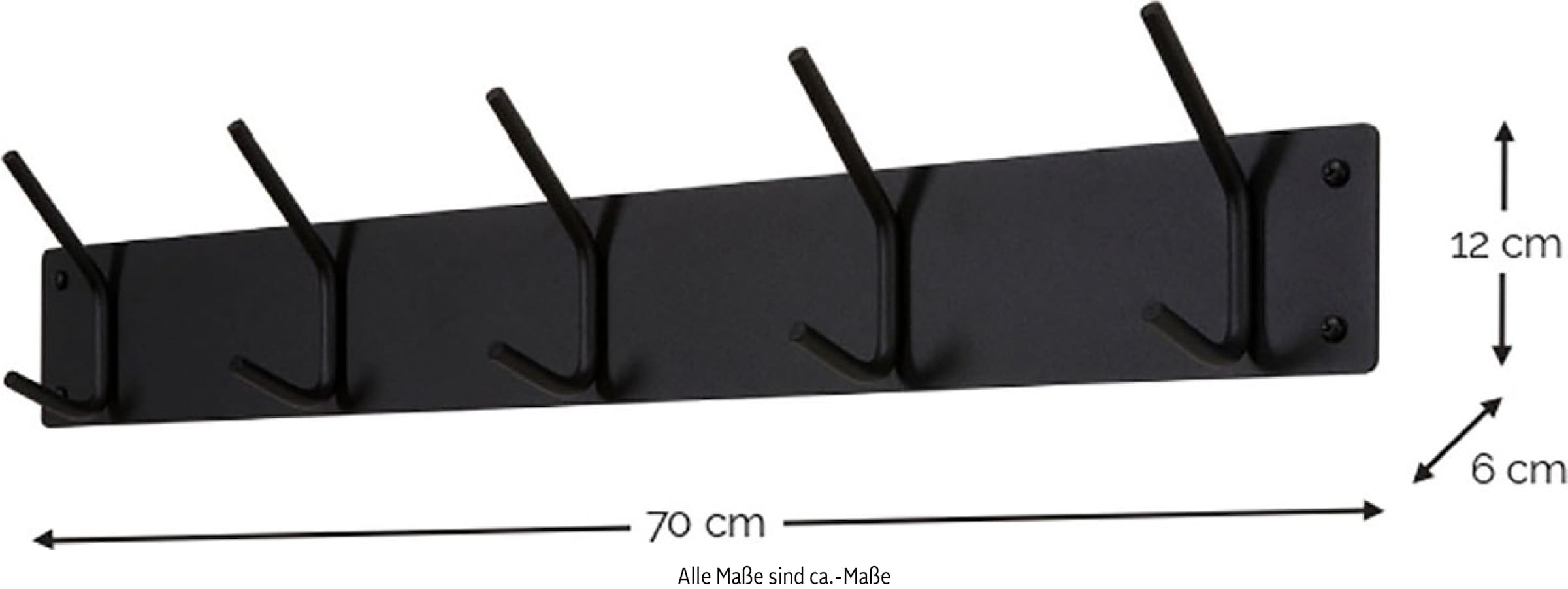 Spinder Design Garderobenhaken »FUSION 5« Wandgarderobe aus Stahl mit 5 Haken und Hutablage aus Eichenholz