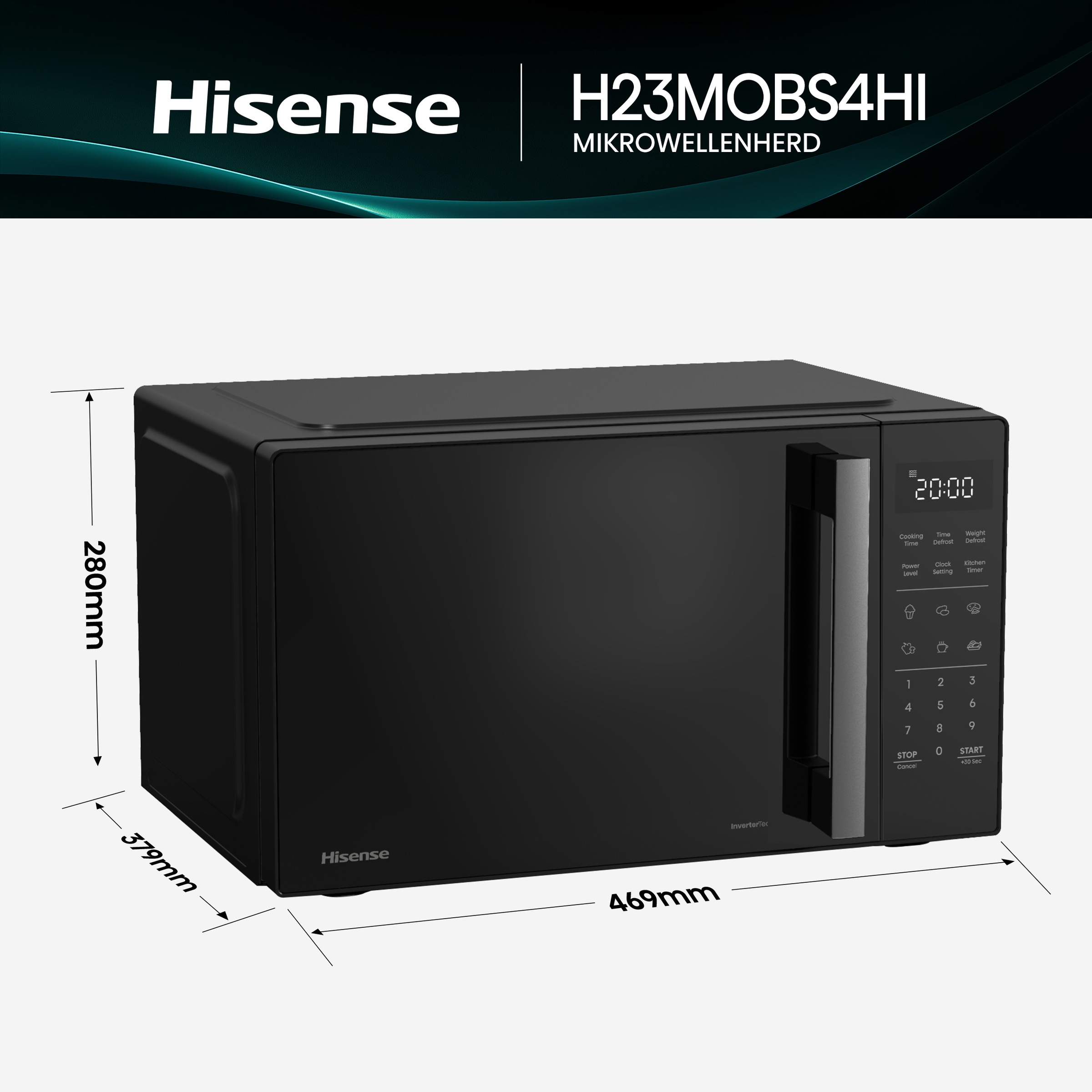 Hisense Mikrowelle »H23MOBS4HI«, Mikrowelle, 1400 W