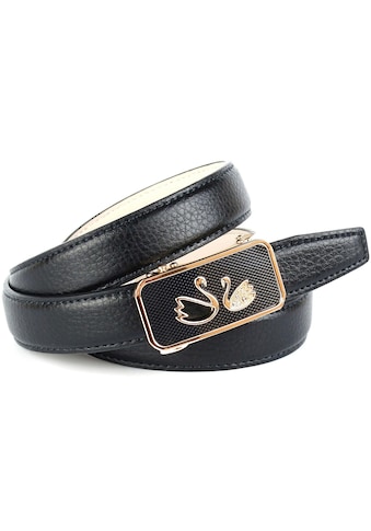 Anthoni Crown Ledergürtel, in schwarz mit Automatik-Schließe, zwei Schwäne kaufen