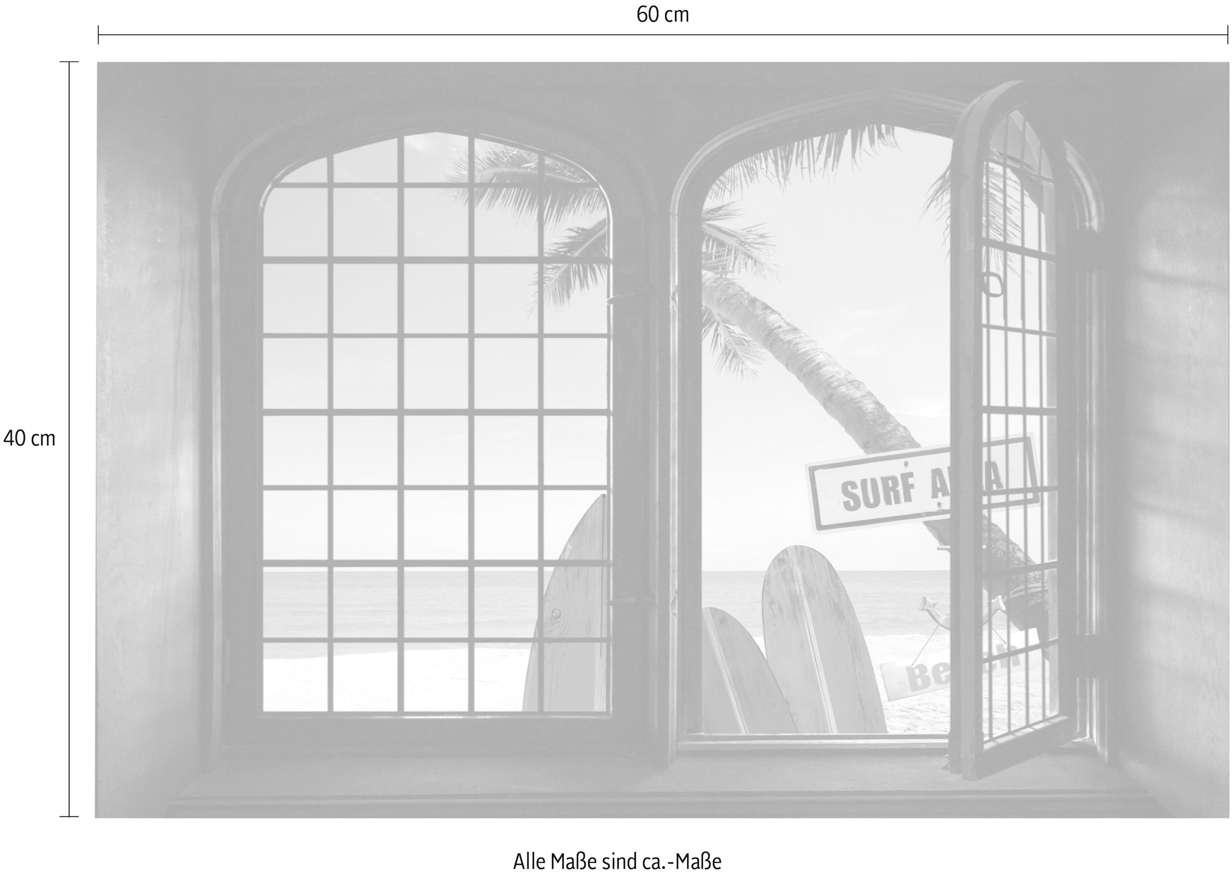queence Wandsticker »Surf«, Wandsticker, Wandbild, selbstklebend, 3D, Fenster