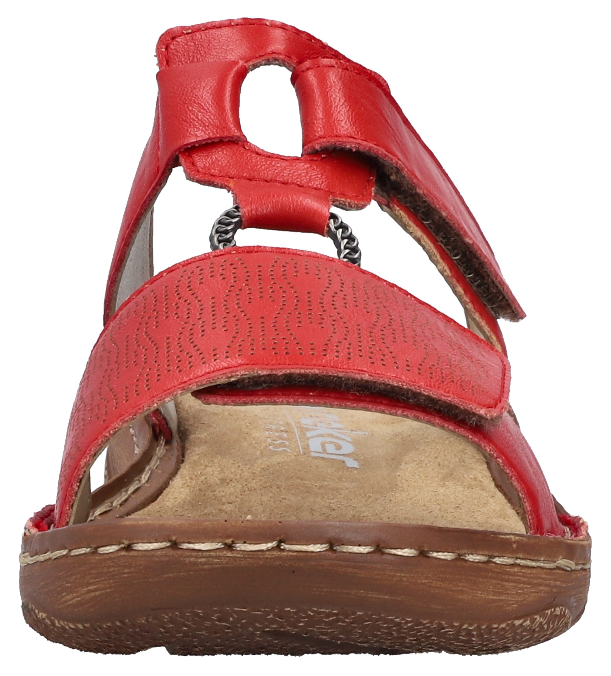 Rieker Pantolette, Sommerschuh, Schlappen, Urlaubschuh, Klettschuh mit Perforation