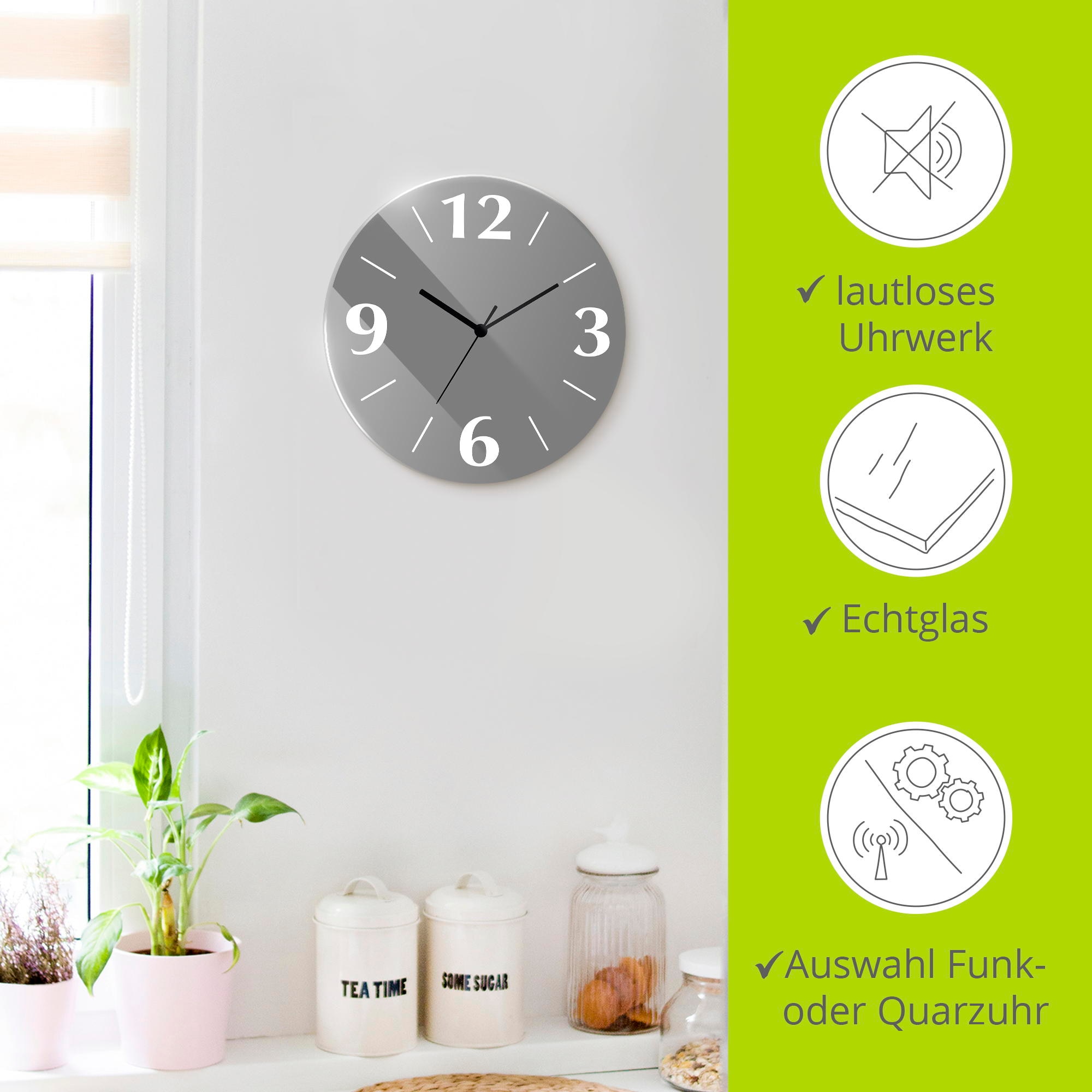 Artland Wanduhr »Trendfarben« wahlweise mit Quarz- oder Funkuhrwerk, lautlos ohne Tickgeräusche