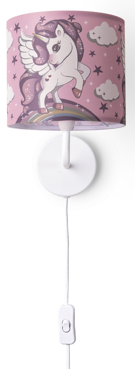 Paco Home Wandleuchte »Cosmo 213«, 1 flammig, Leuchtmittel E14 | LED fest integriert, Kinderlampe Mit âˆ…18cm Einhorn Regenbogen Kabellänge 3m E14