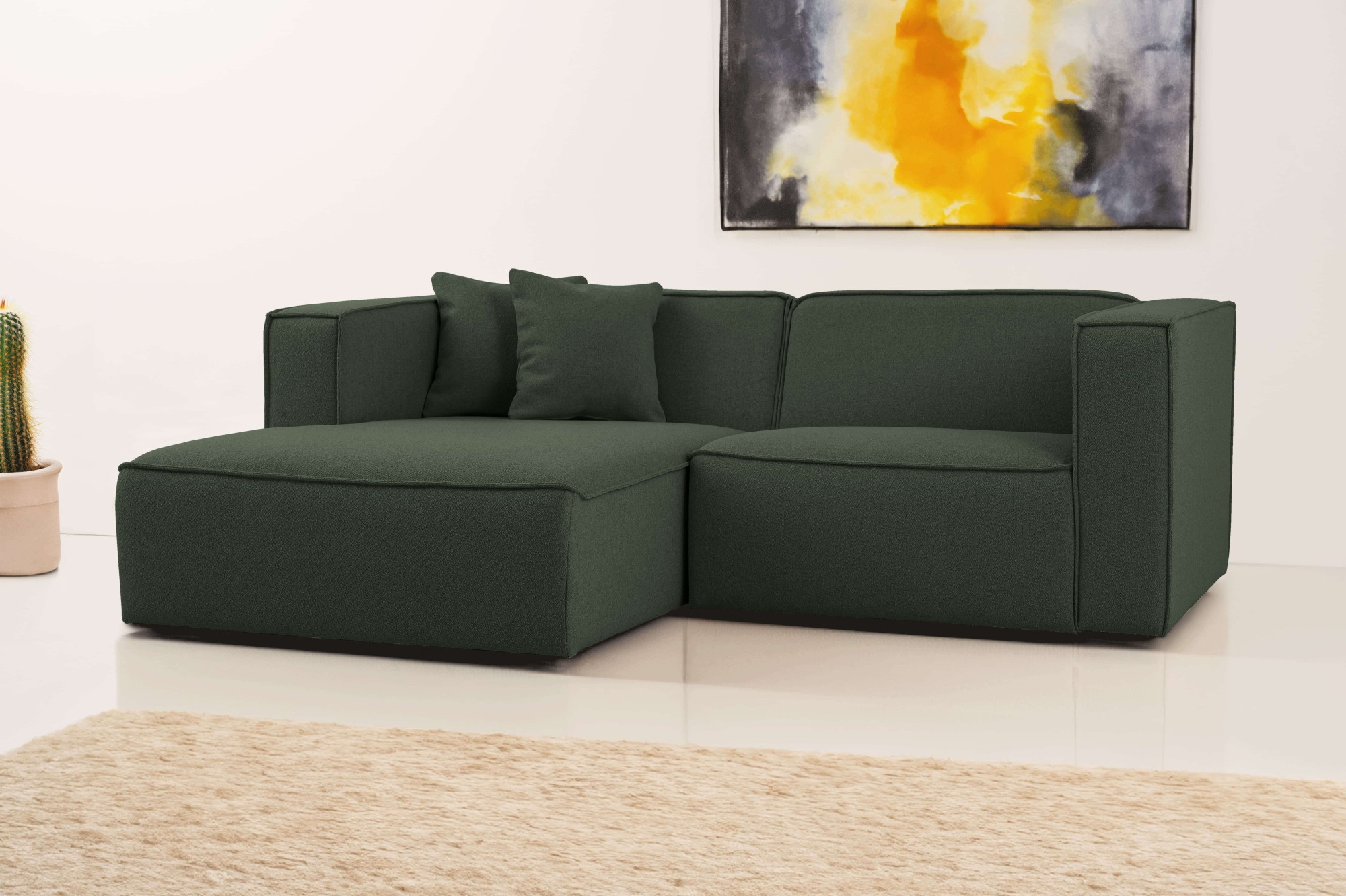 OTTO home Ecksofa »Tammie«, Breite 222 cm, Webstoff fein, bodentief, mit Wellenunterfederung