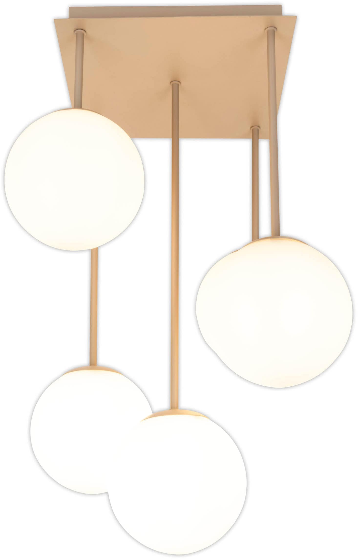 OTTO home Deckenleuchte »Nellin« E14 1 Stk. 5 Glaskugeln mit je 1x E14 exkl., quadratisch, beige matt