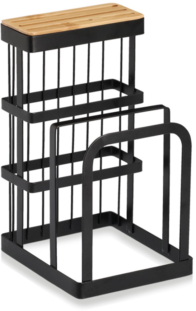 Zeller Present Messerblock »mit Brettchenständer, Metall/Bambus,schwarz« mi günstig online kaufen