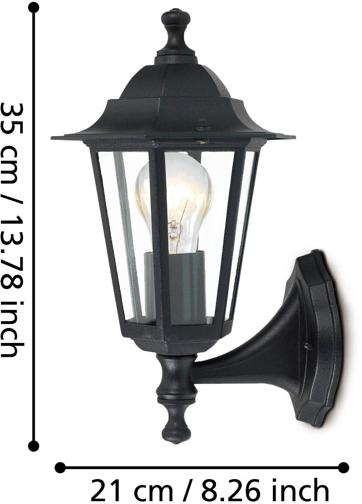 EGLO LED Wandleuchte »LATERNA 4 L16,5 x H32 x AL23 cm, spritzwassergeschützte Lampe«, 1 flammig, Leuchtmittel E27 | ohne Leuchtmittel, Außen-Wandlampe Laterna 4, Lampe, E27, IP44, L16,5 x H32 x AL23 cm