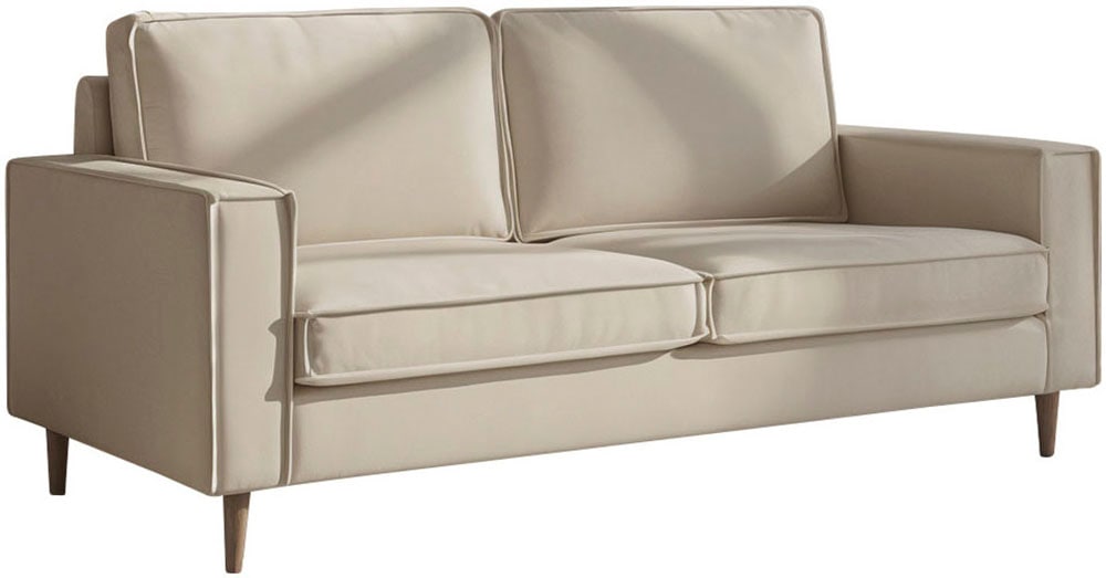 Home affaire 2-Sitzer »Pinto Skandi, 166 cm, Chenille, Struktur« mit Keder, Massivholzfüße Eiche geräuchert, Wellenunterfederung