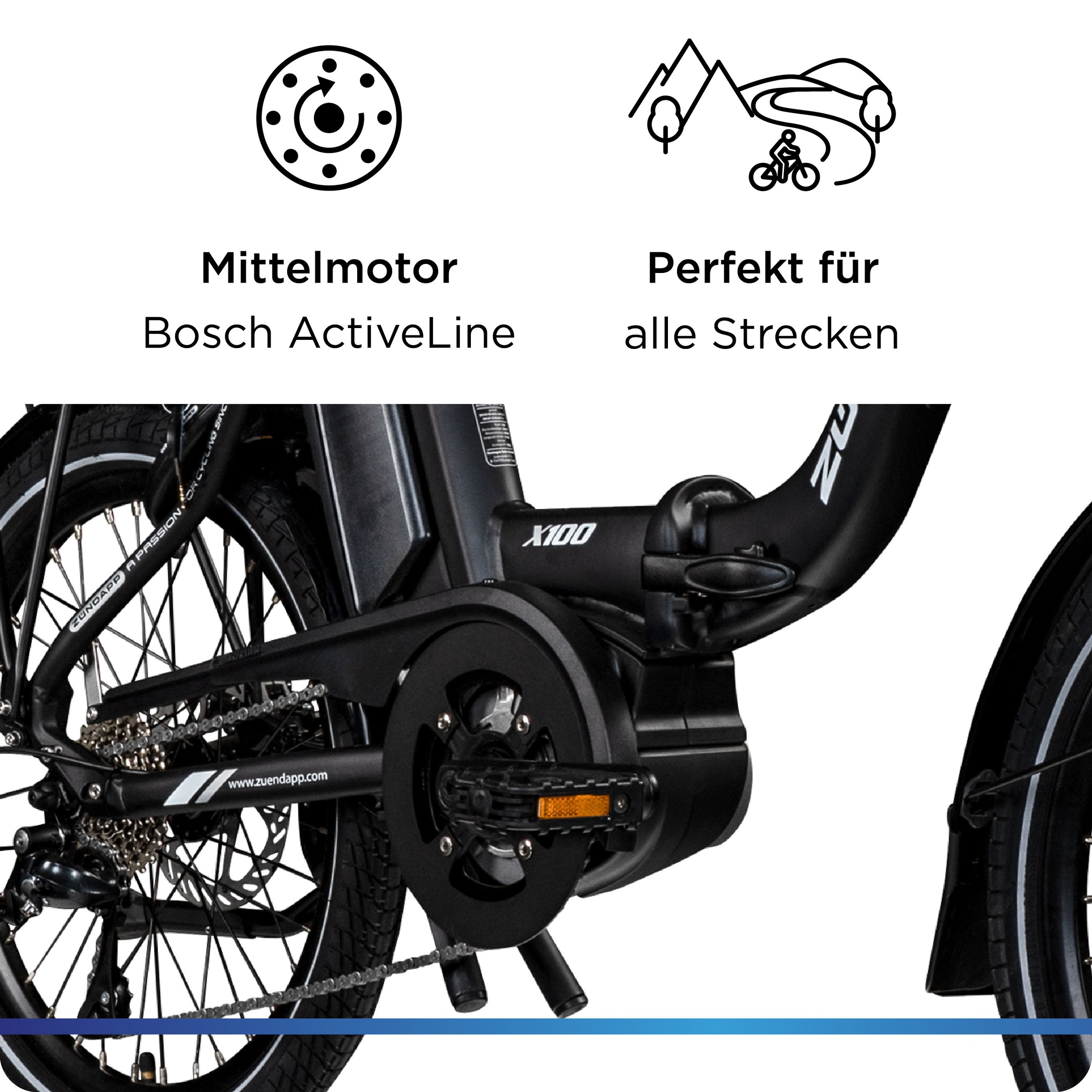 Zündapp E-Bike »X100«, 9 Gang, Shimano, Sora, Mittelmotor 250 W, Pedelec, Elektrofahrrad für Damen u. Herren