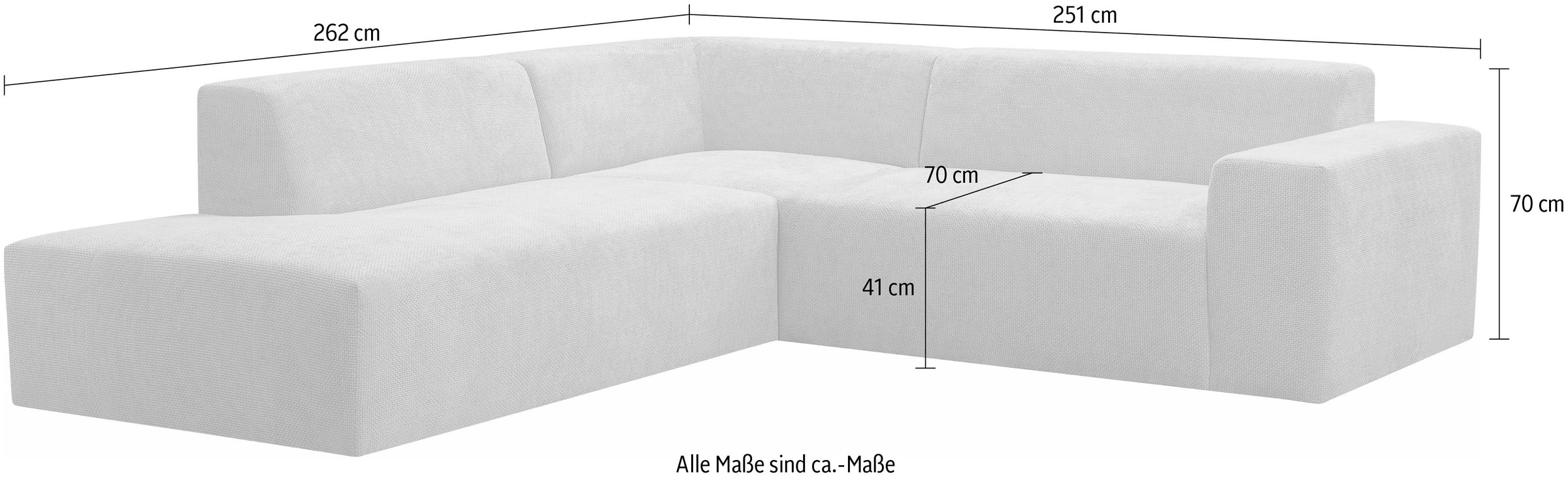 WERK2 Ecksofa »Zeus-M, tolles Sofa mit schönen Details, L-Form«, Curvy Trend Garnitur, urbane Optik, komfortable Wellenunterfederung