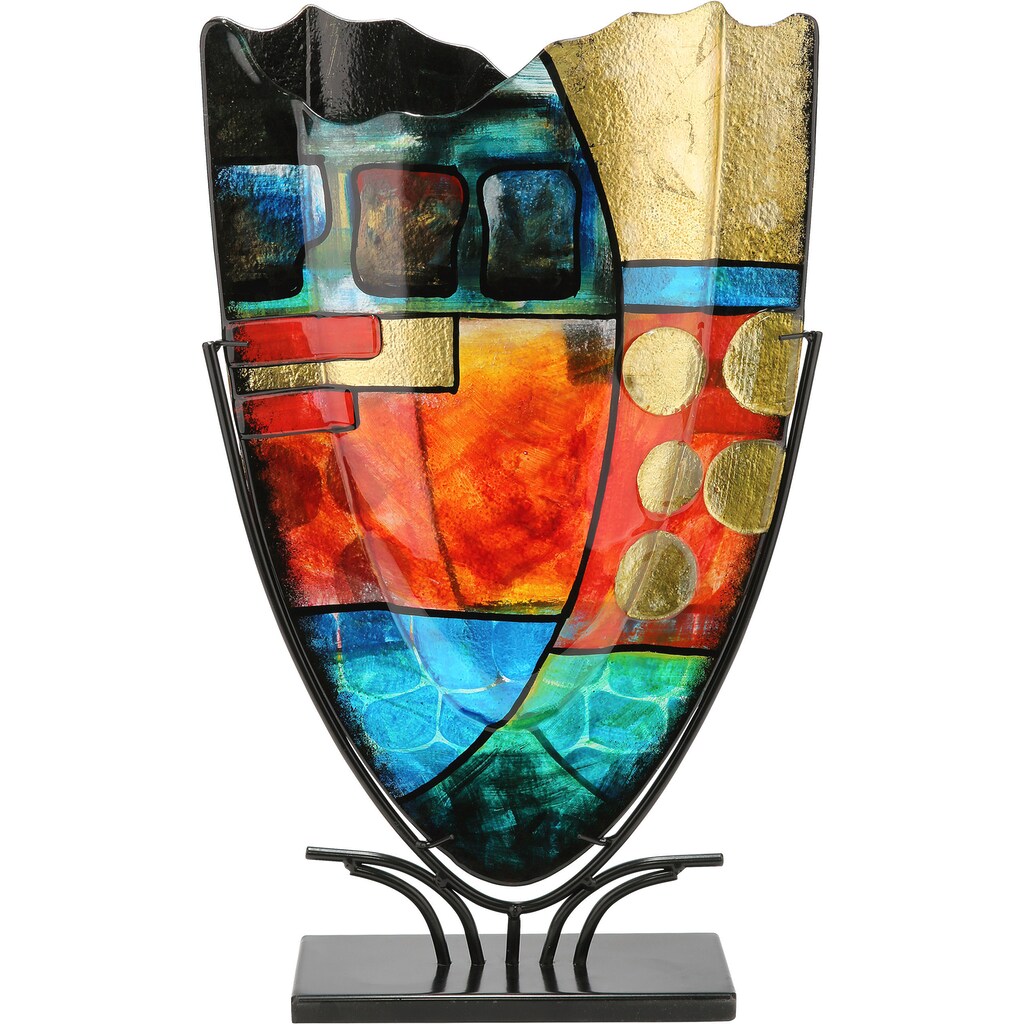 GILDE GLAS art Dekovase »Nebra«, handbemalt mit Fusingglas-Elementen