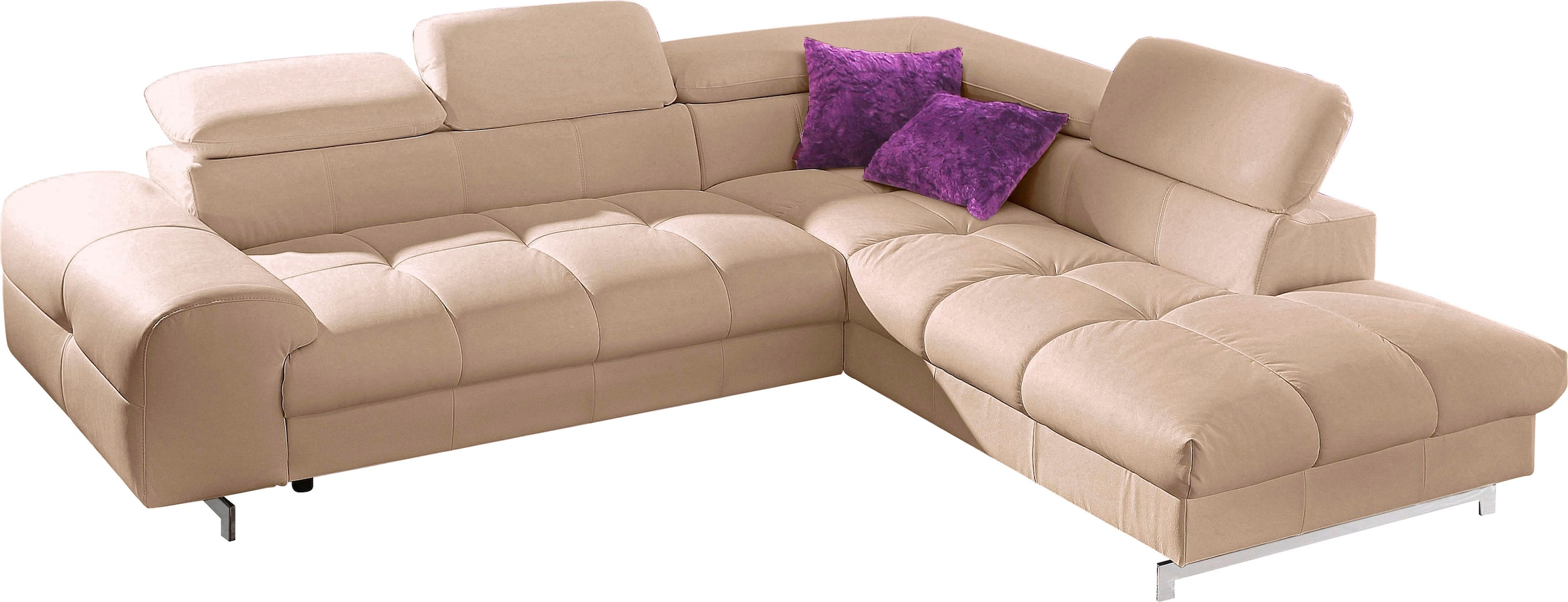 COTTA Ecksofa "Chef L-Form" mit Kopfteilverstellung, edle Metallkufen, wahl günstig online kaufen