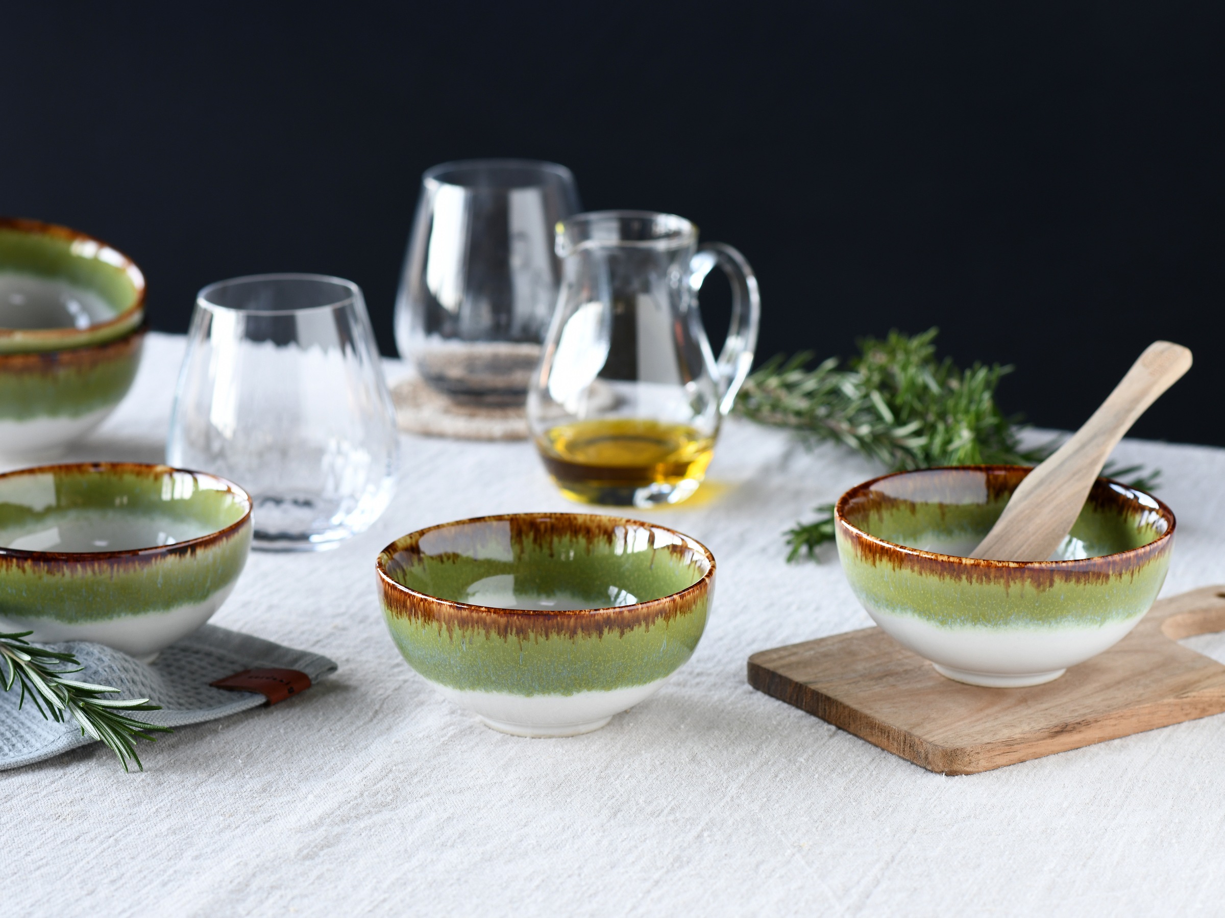 CreaTable Dipschale »Cascade, Schale 6-tlg«, 6 tlg., aus Steinzeug, Rekativglasur, Healthy Food
