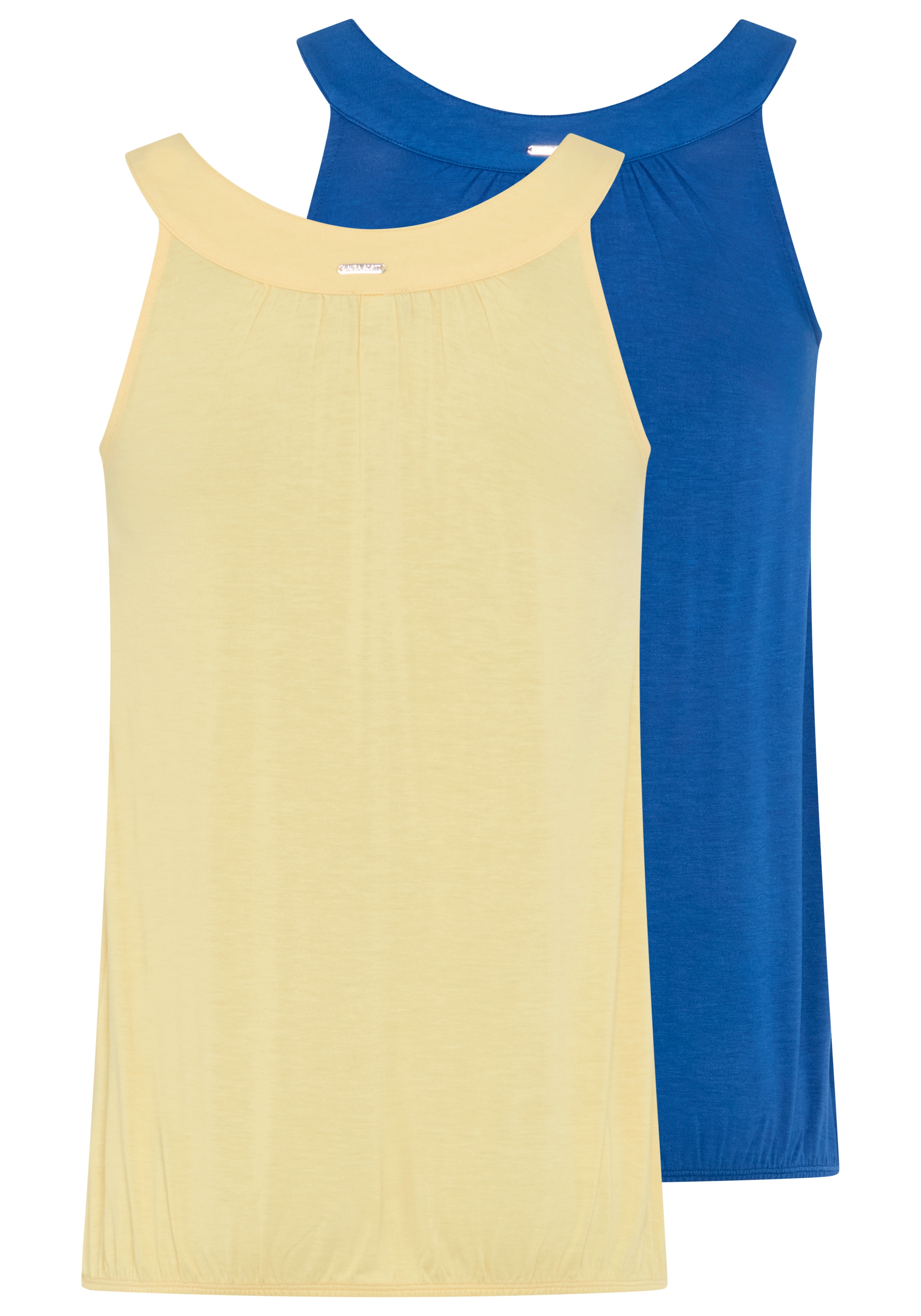 Laura Scott Tanktop 2er-Pack,  figurumspielende Passform, Gummizug am Saum, in Sommerfarben
