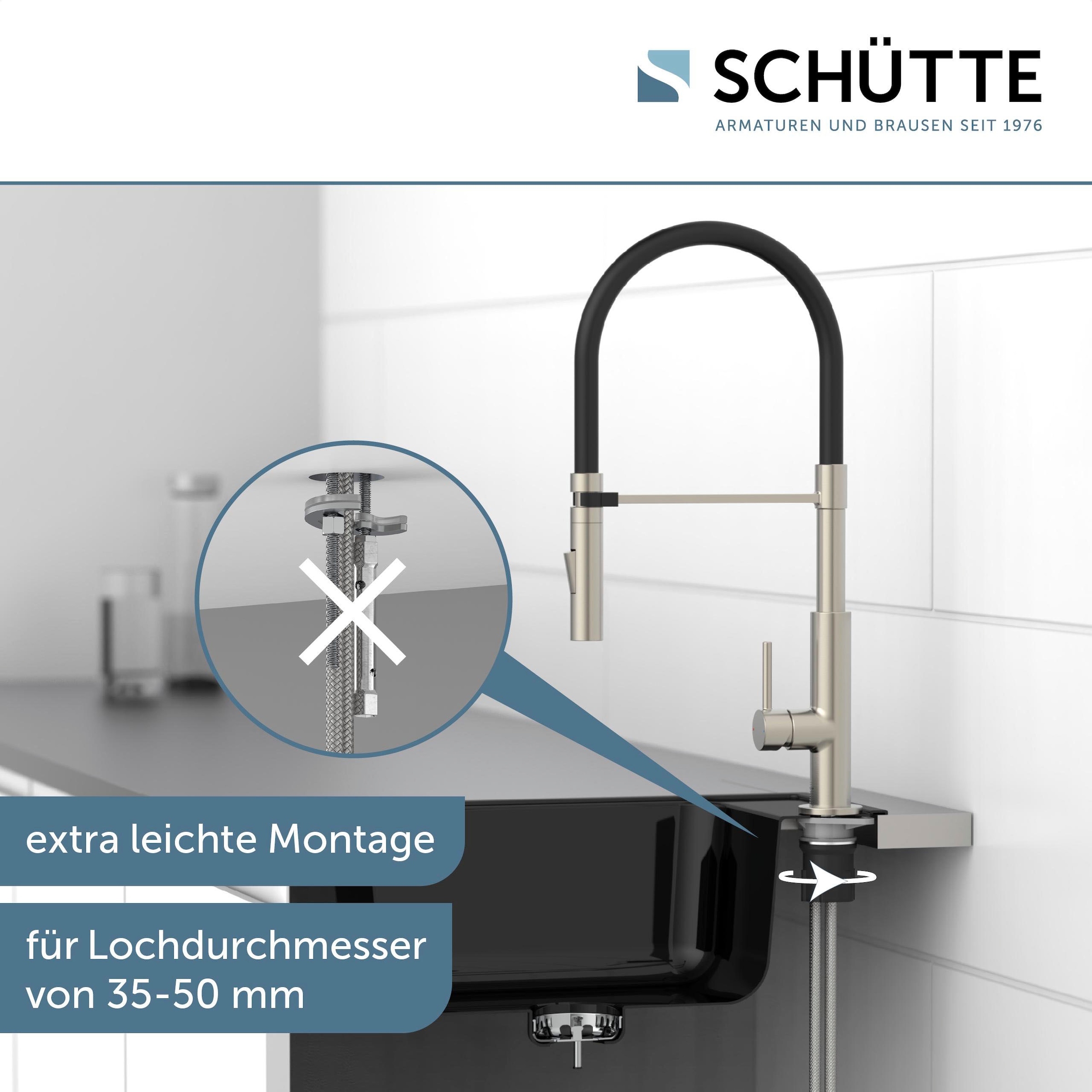 Schütte Spültischarmatur »Design«, bestellen Hochdruck 360° schwenkbar, online ausziehbar, Edelstahloptik/Schwarz