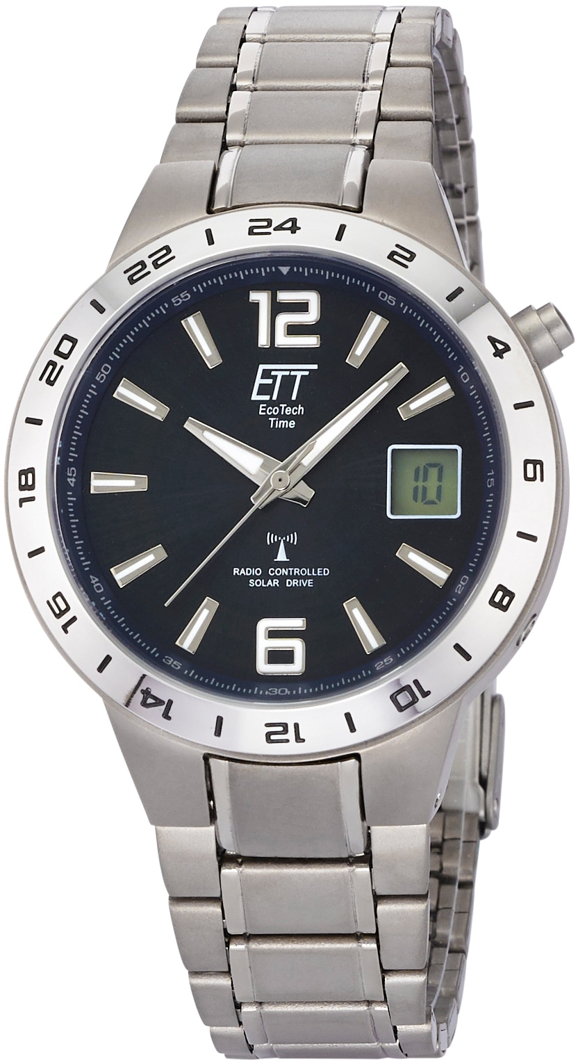 ETT Funkuhr »Basic Titan, EGT-11411-41M«, Armbanduhr, Herrenuhr, Datum, Solar