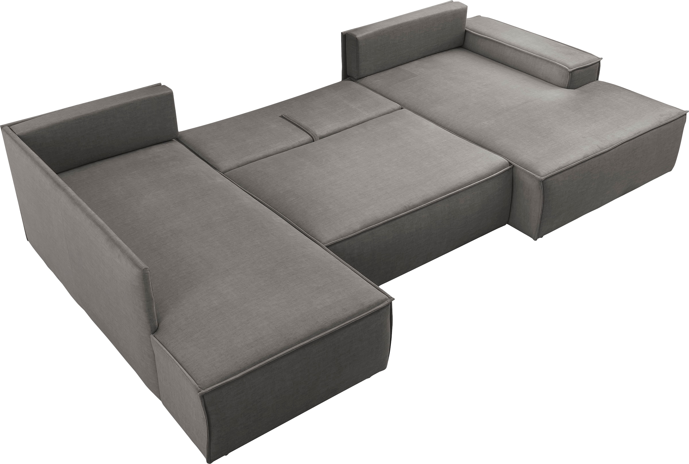 Home affaire Wohnlandschaft »SHERWOOD XXL 329 cm, U-Form, Schlafsofa,«, Schlaffunktion m. Bettkasten (194x139 cm), Cord, Vintage, Samtvelours