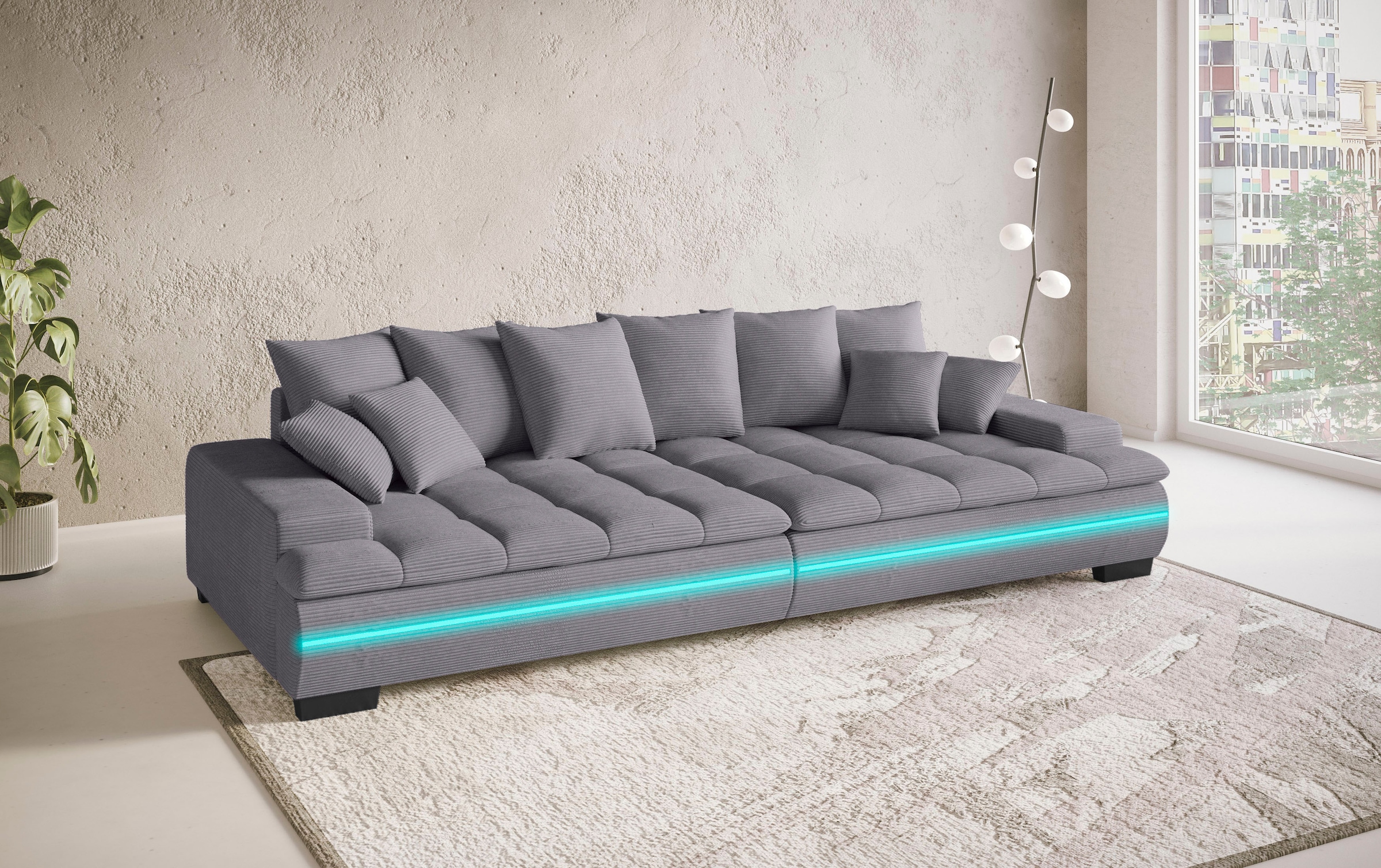 Mr. Couch Big-Sofa »Haiti II«, RGB-LED Beleuchtung, Kaltschaumpolsterung, bis 140 kg belastbar