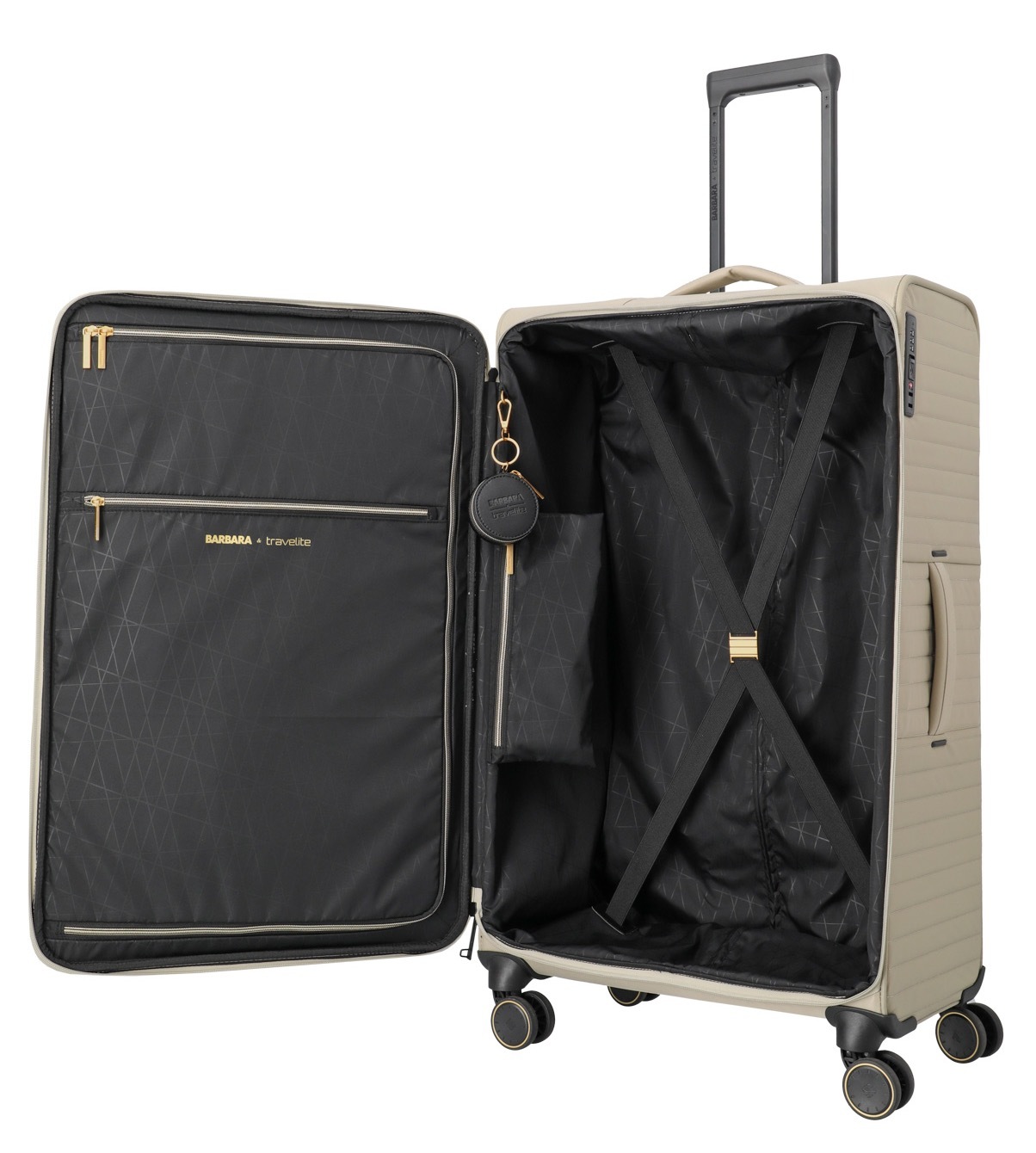 travelite Weichgepäck-Trolley »BARBARA & travelite | BARBARA STEPP, verschiedene Größen und Farben«, 4 Rollen, Weichgepäck-Koffer Schlüsselanhänger Volumenerweiterung bei S/M