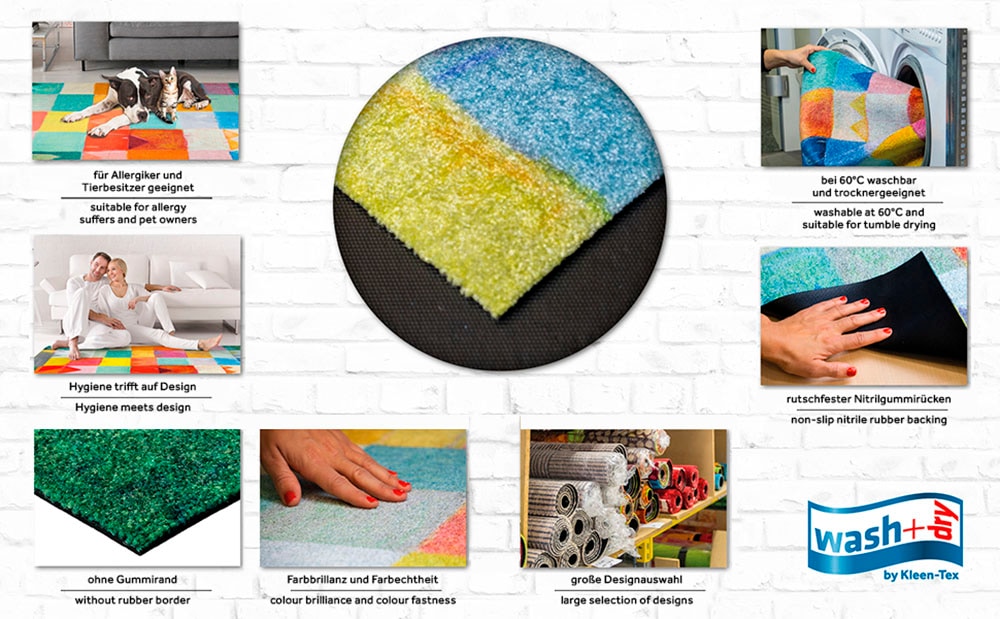 wash+dry by Kleen-Tex Teppich »und Läufer Gentle Blocks« rechteckig 9 mm Höhe