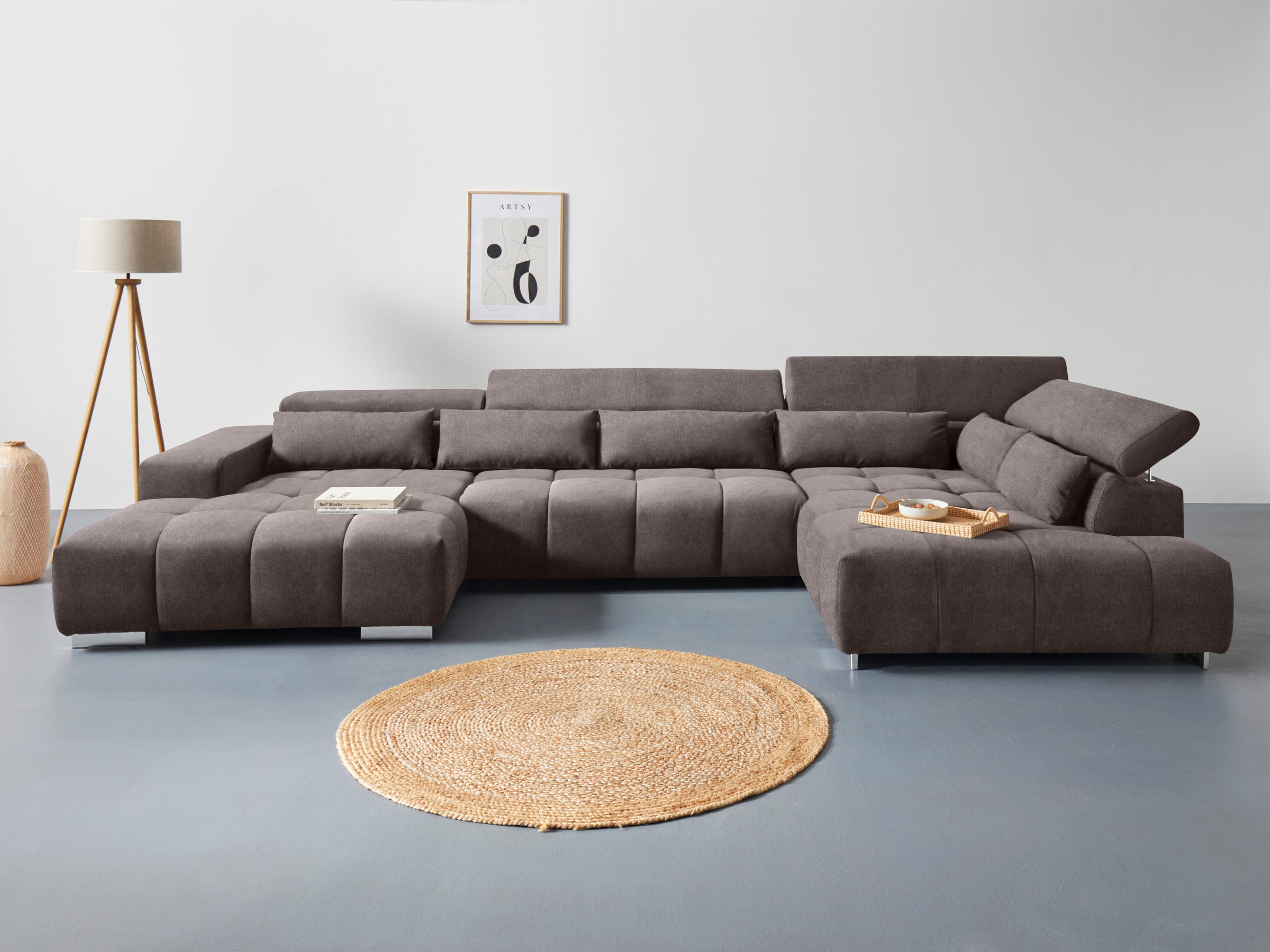 COTTA Wohnlandschaft "Orion U-Form" mit Kopfteilverstellung & 6 Nierenkisse günstig online kaufen