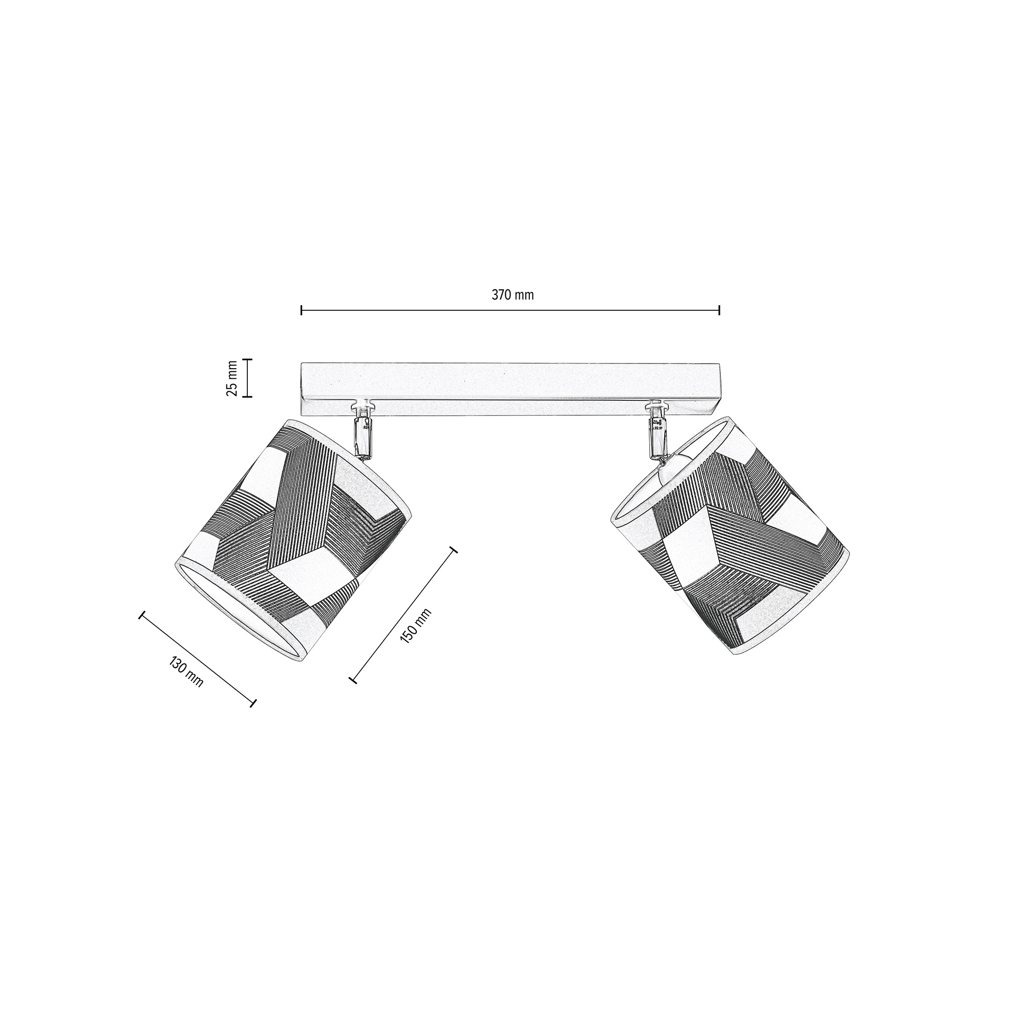 BRITOP LIGHTING Deckenleuchte »ESPACIO«, 2 flammig, Leuchtmittel E27 | ohne Leuchtmittel, Schirme aus laminierter Tapete, bewegliche Spots