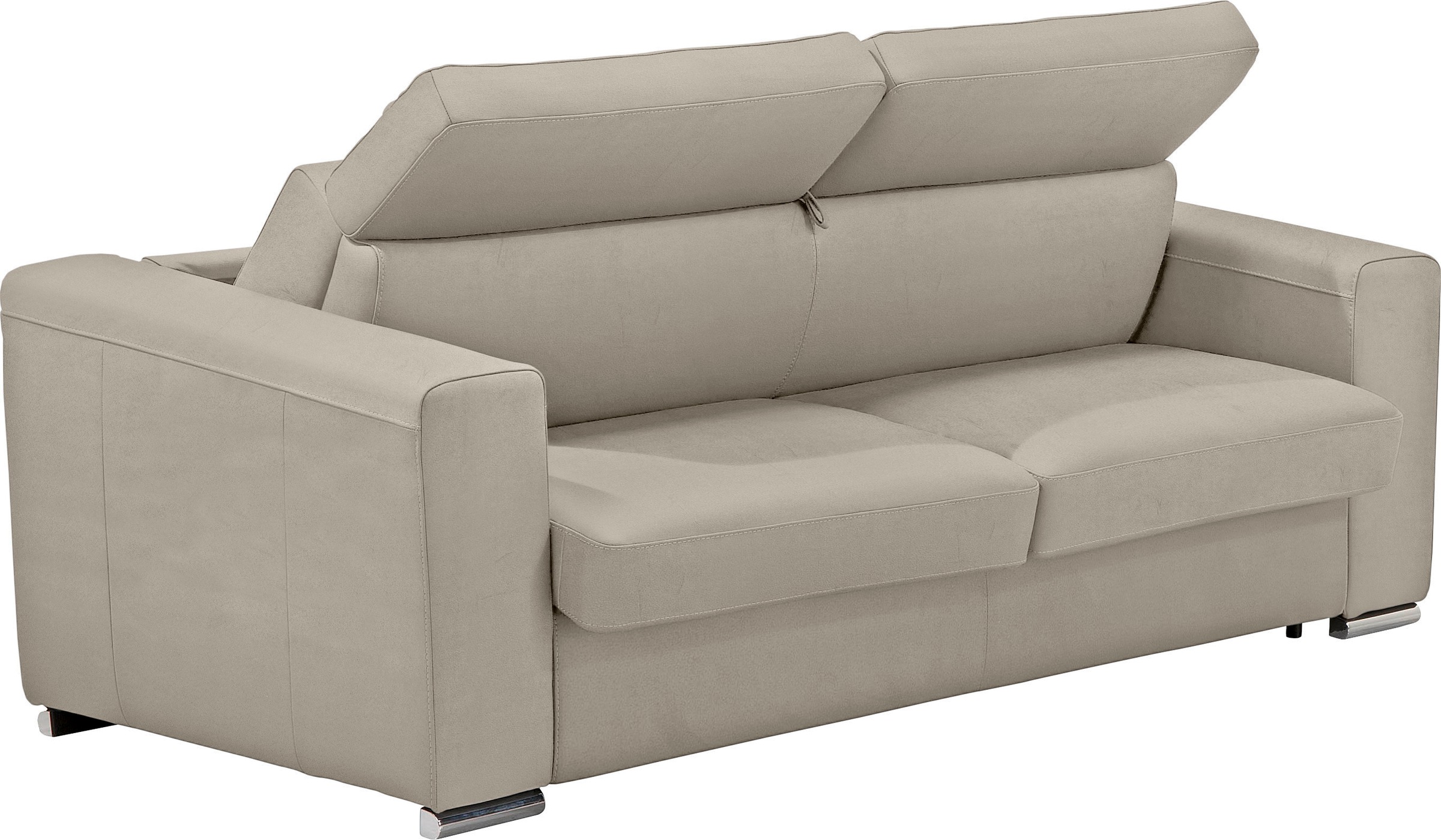 Egoitaliano Schlafsofa »Cabiria, Design und super Sitz- und Liegekomfort«, Sofa inkl. Schlaffunktion, Kopfteile verstellbar, mit Metallfüßen