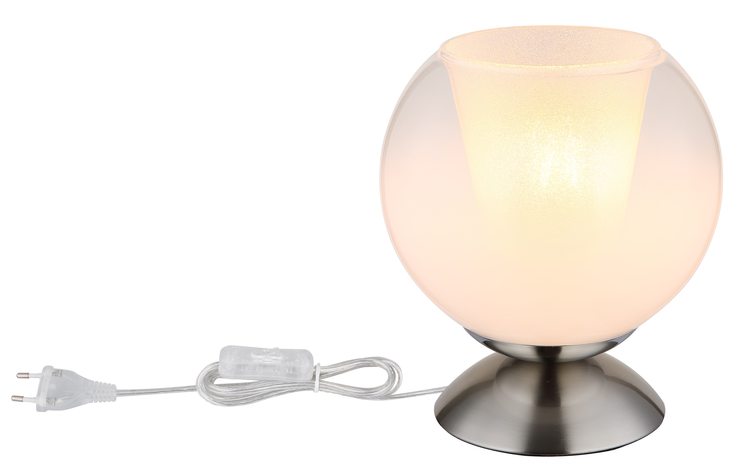 GLOBO LIGHTING Tischleuchte »BARRY«, Leuchtmittel E27 | ohne Leuchtmittel, Tischlampe/Metall/Glaskugel opal/Glaskristalle klar/ø: 180mm