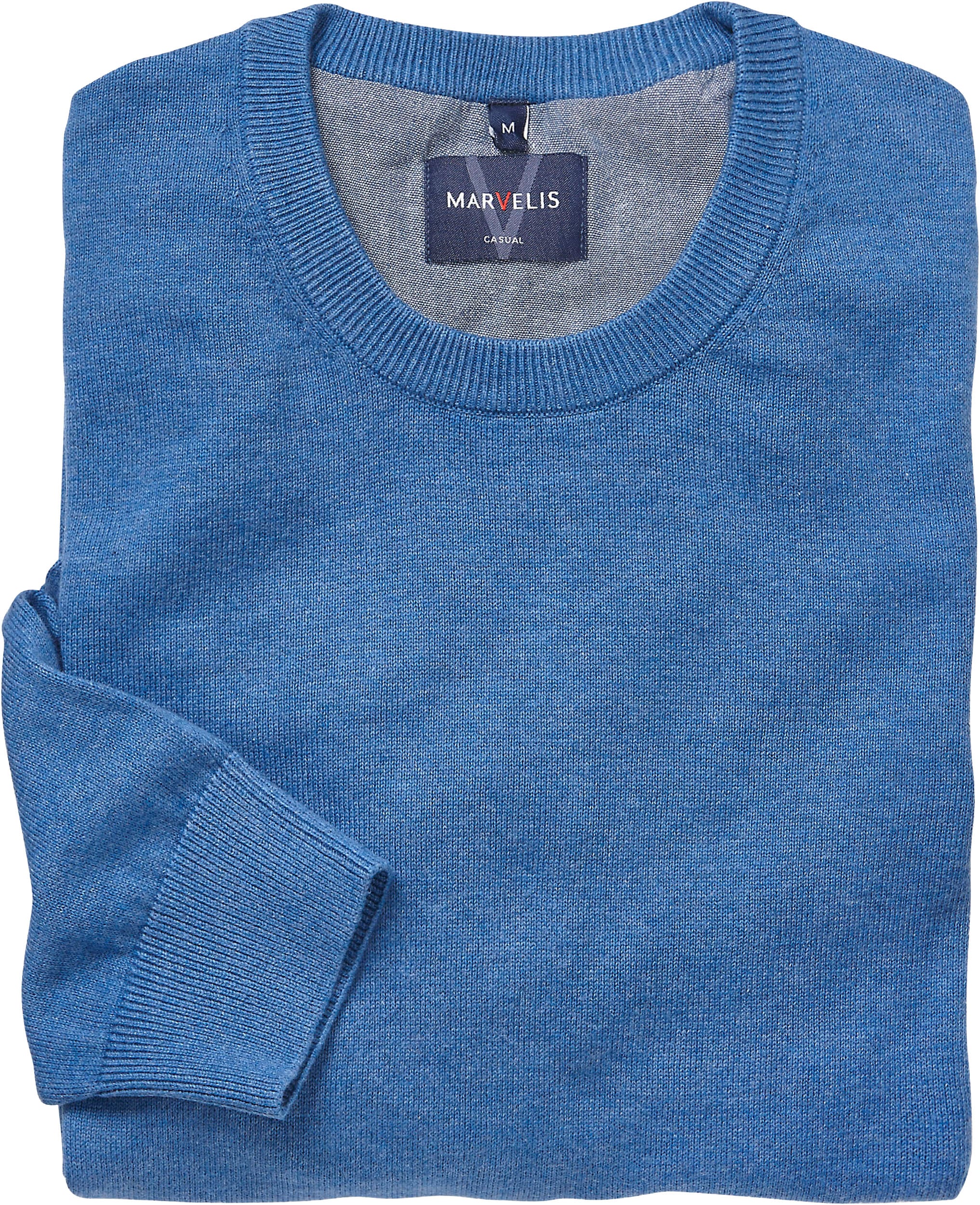 MARVELIS Strickpullover Rundhals, Baumwolle, regular fit