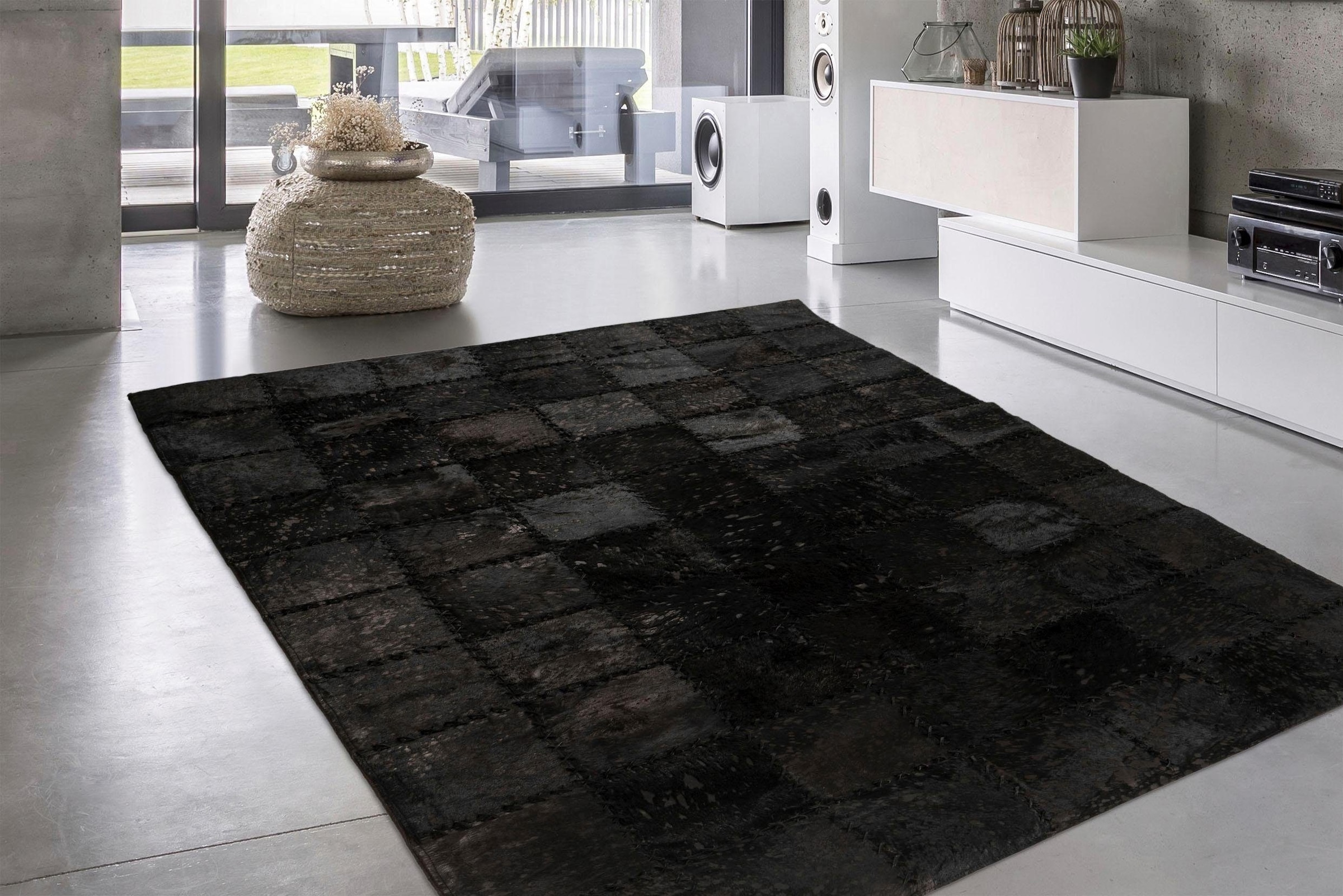 calo-deluxe Fellteppich »Rankel 205 Lederteppich«, rechteckig, 5 mm Höhe, farbige Patchwork Unikate, echtes Rinderfell, Wohnzimmer
