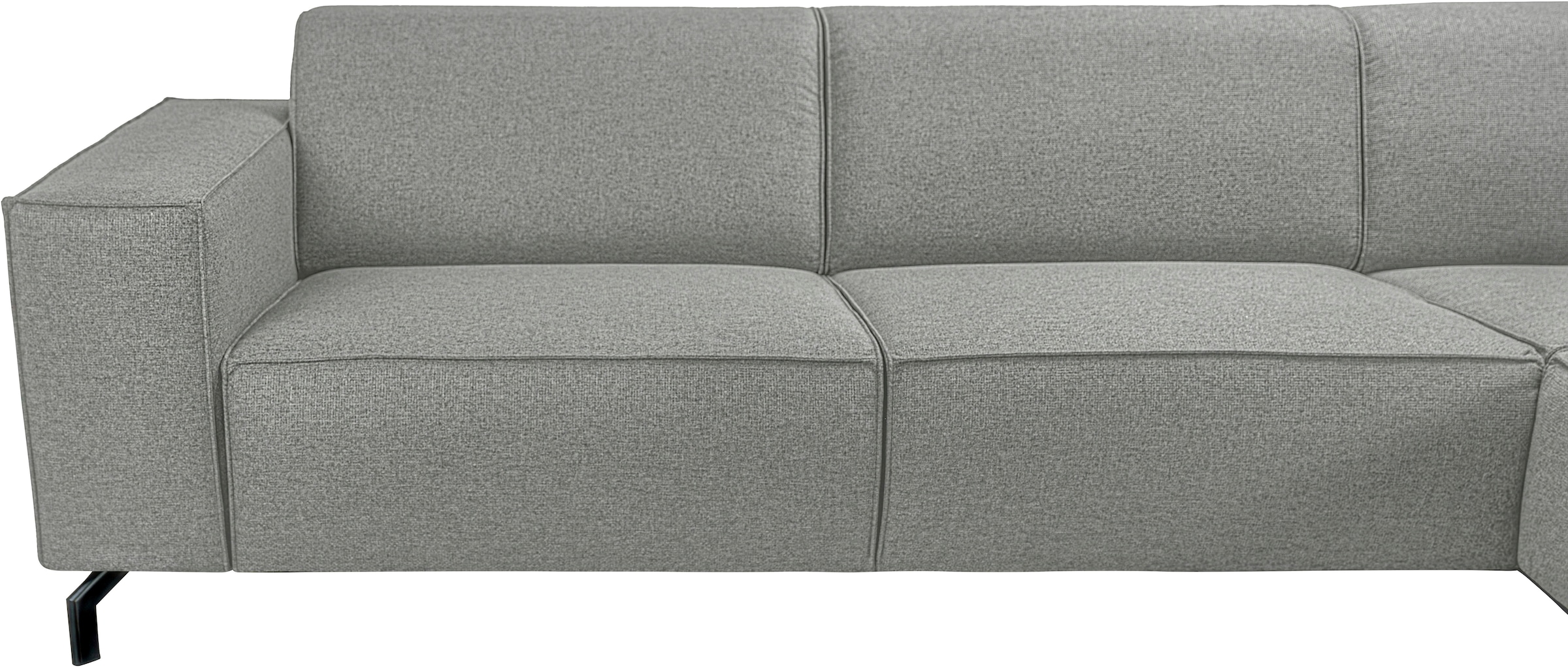 Places of Style Ecksofa »Lorcan, Breite 275 cm, weiches Sitzgefühl«, mit schwarzen Metallfüßen, Lederoptik und in weichem Strukturstoff