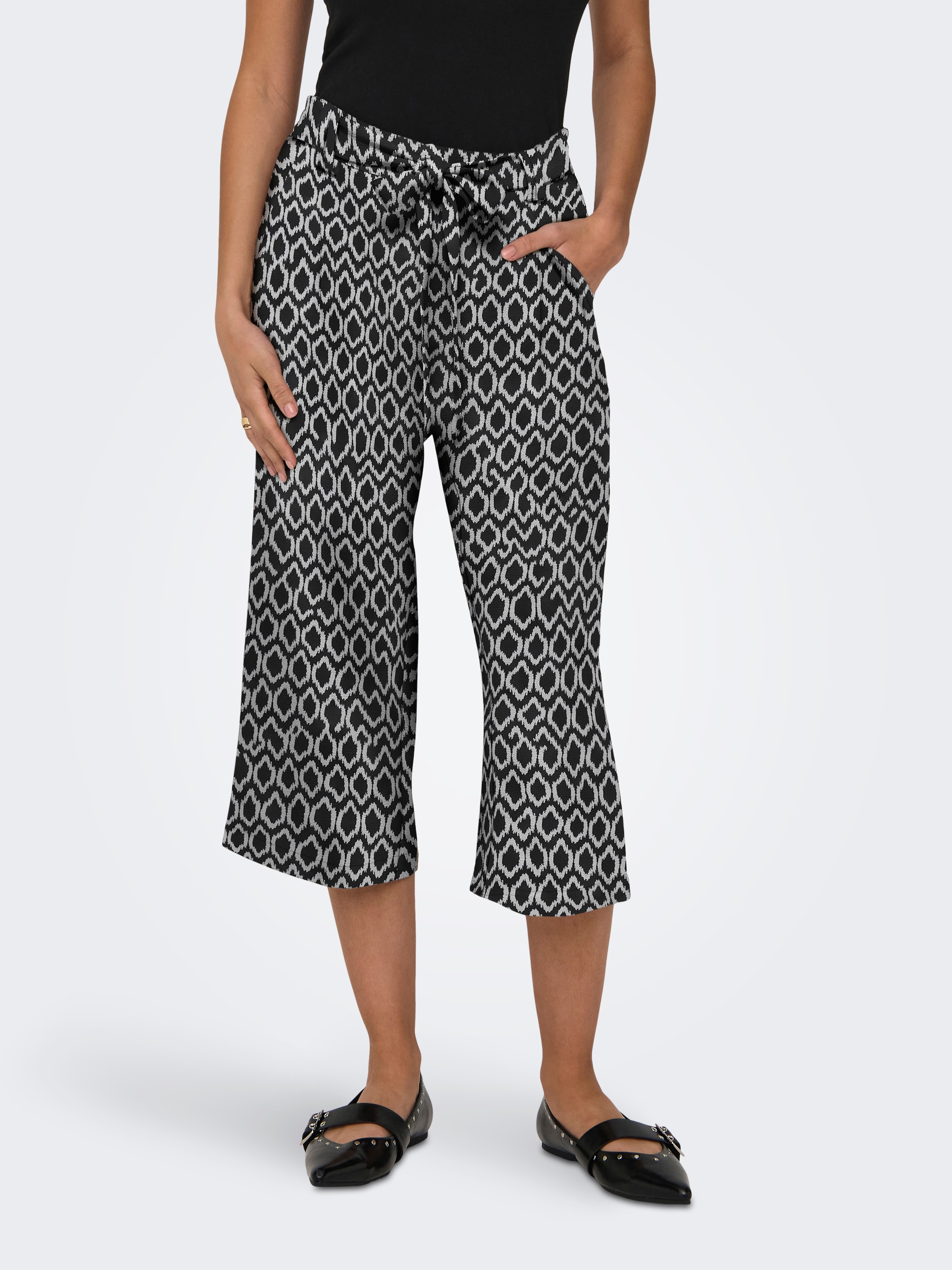 ONLY Palazzohose »ONLWINNER – Culottehose mit elastischem Bund und Kordelzug«  Materialmix, regular fit