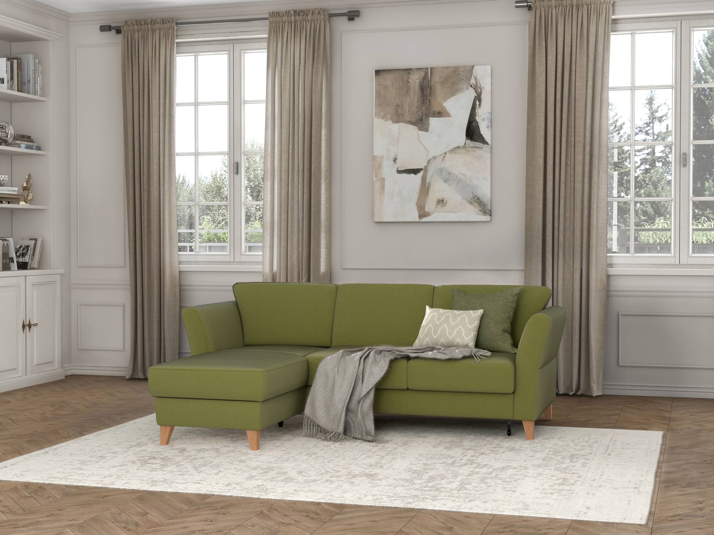 sit&more Ecksofa »Visby L-Form«, Wahlweise mit Bettfunktion und Bettkasten, frei im Raum stellbar
