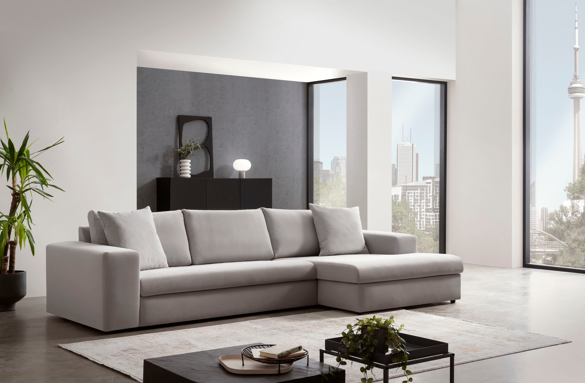 Home affaire Ecksofa »SLEETLAND XXL in Samtvelours oder Vintage-Leder-Optik günstig online kaufen