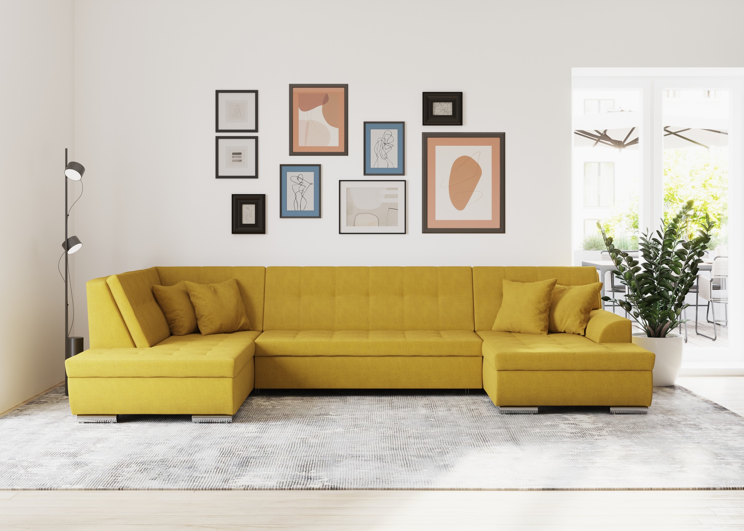 DOMO collection Wohnlandschaft »Treviso incl. Zierkissen, moderne Steppung, günstig online kaufen