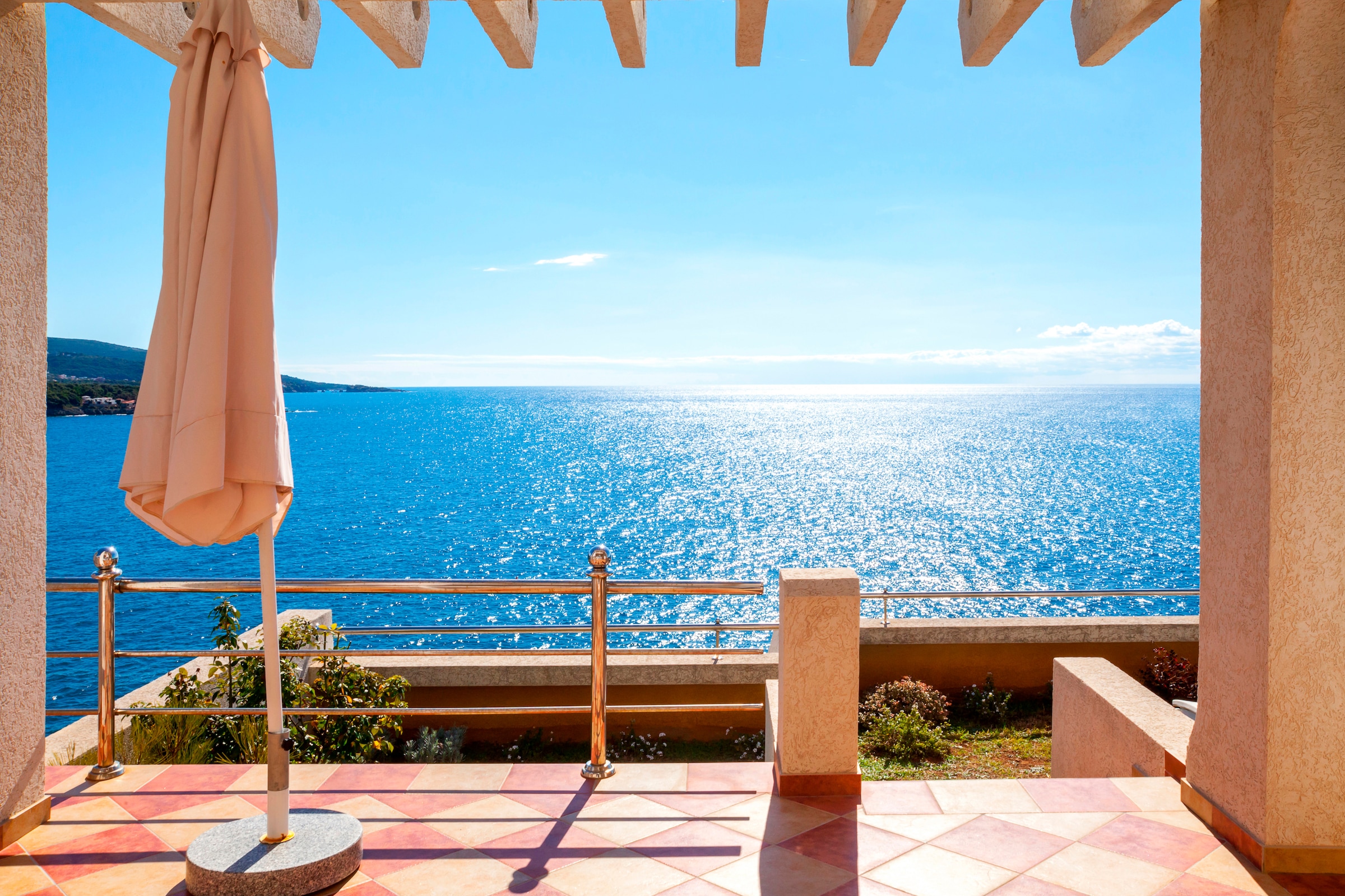 Papermoon Fototapete »Terrace with a Sea View« glatt günstig online kaufen